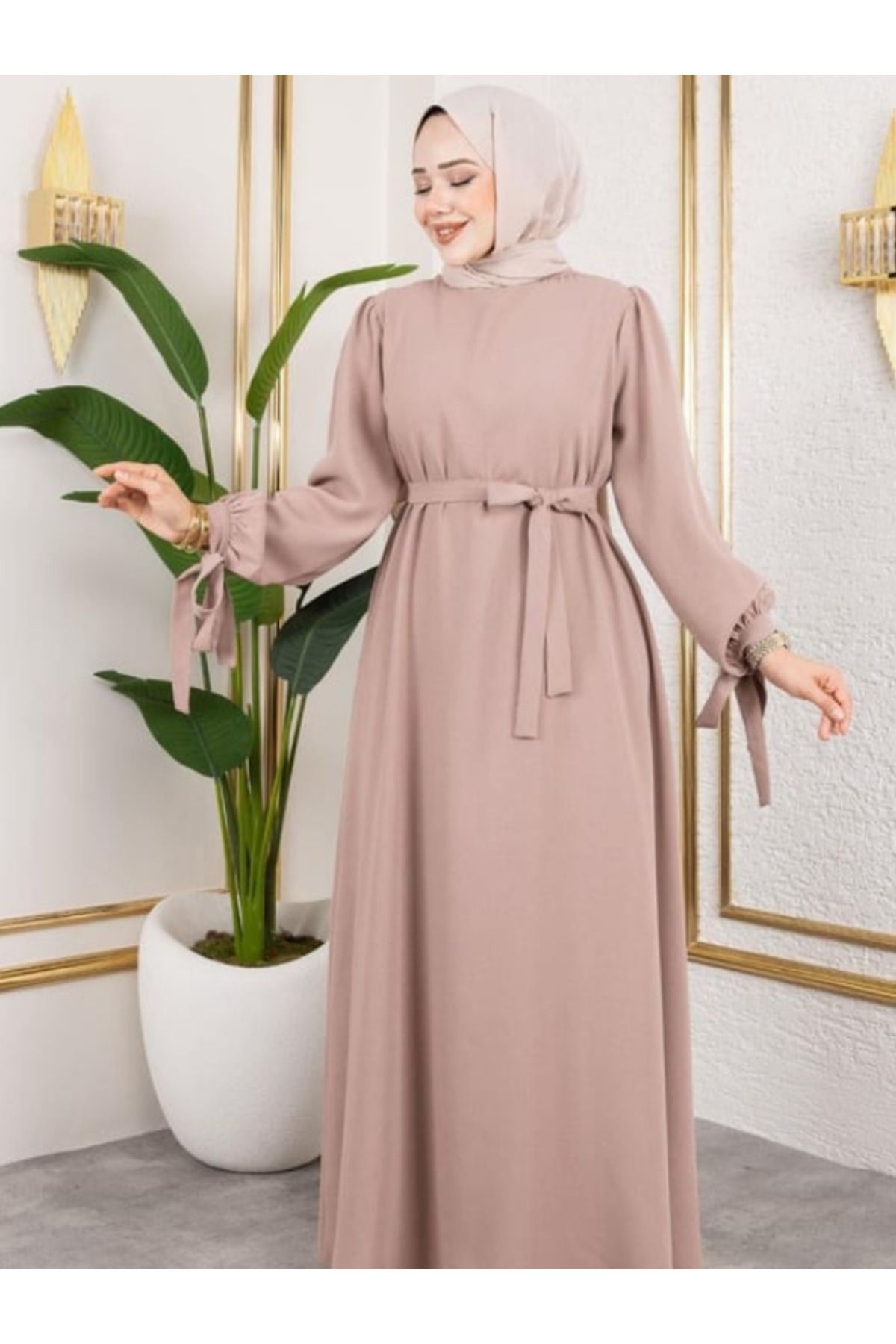 MODA Manşeti Bağcıklı Tesettür Elbise