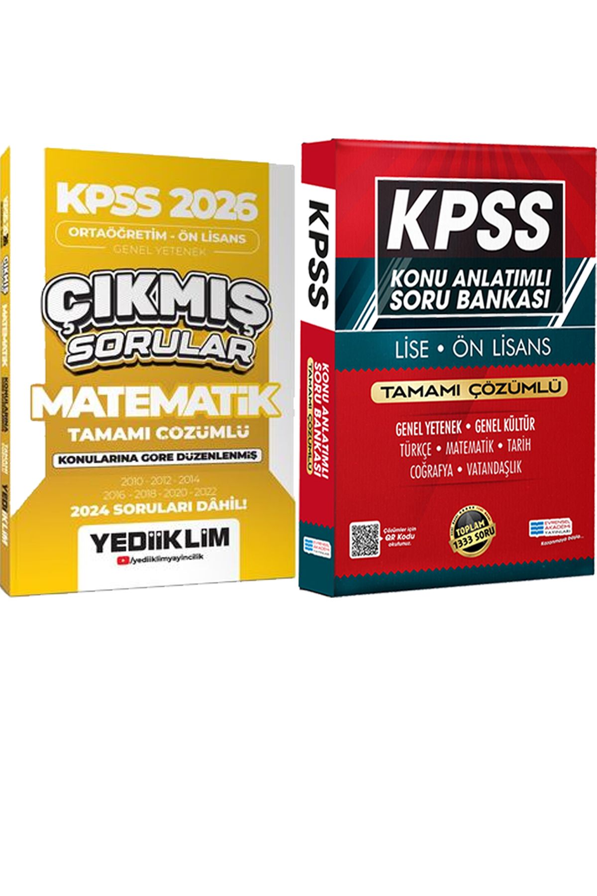 Yediiklim Yayınları KPSS Ortaöğretim-Önlisans Matematik Konularına Göre Çıkmış Sorular + Lise Önlisans Konu Ant. Soru