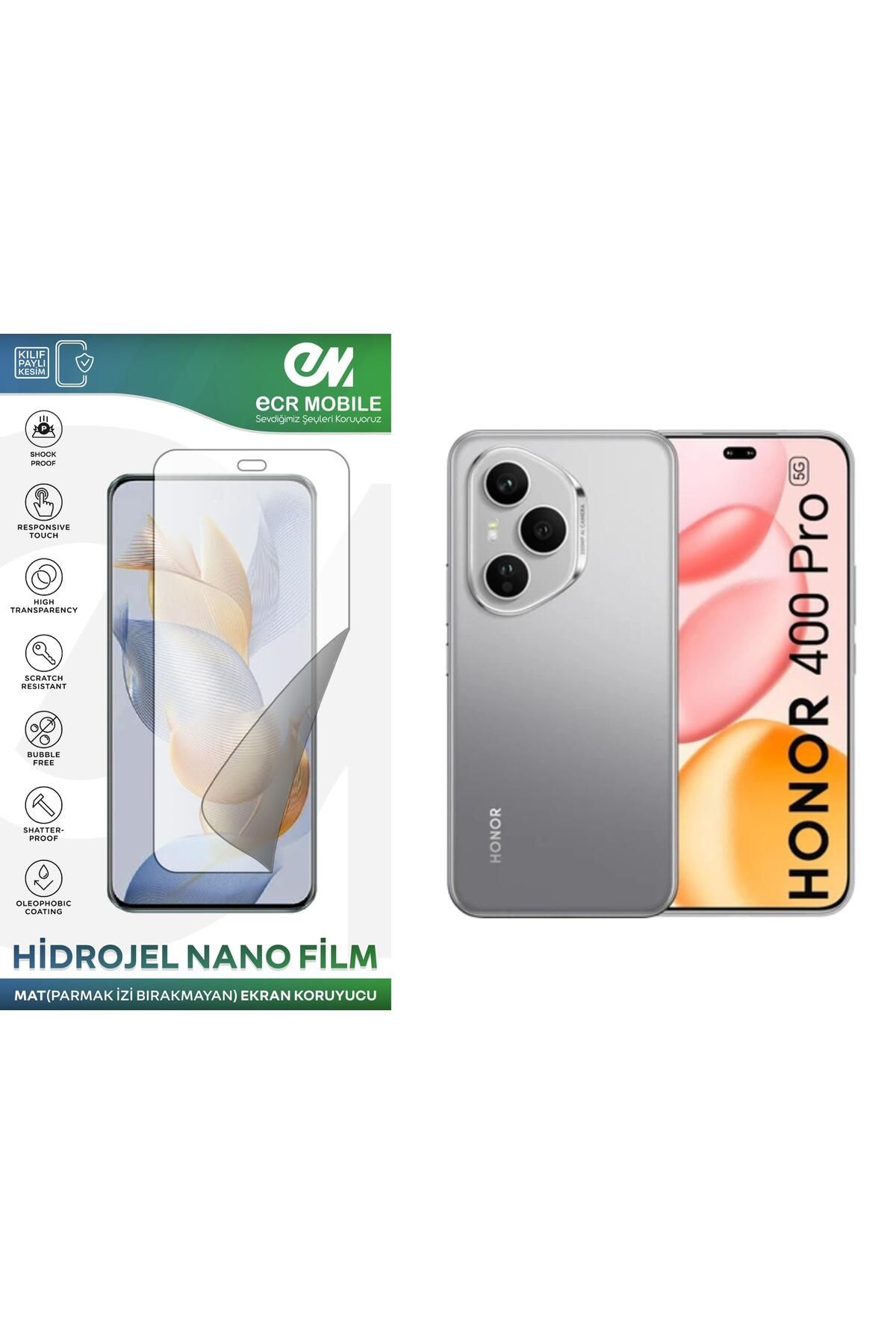 ECRMOBILE Honor 400 Pro ile Uyumlu Hidrojel Nano Ekran Koruyucu Film MAT(Tempered Cam Değildir!)