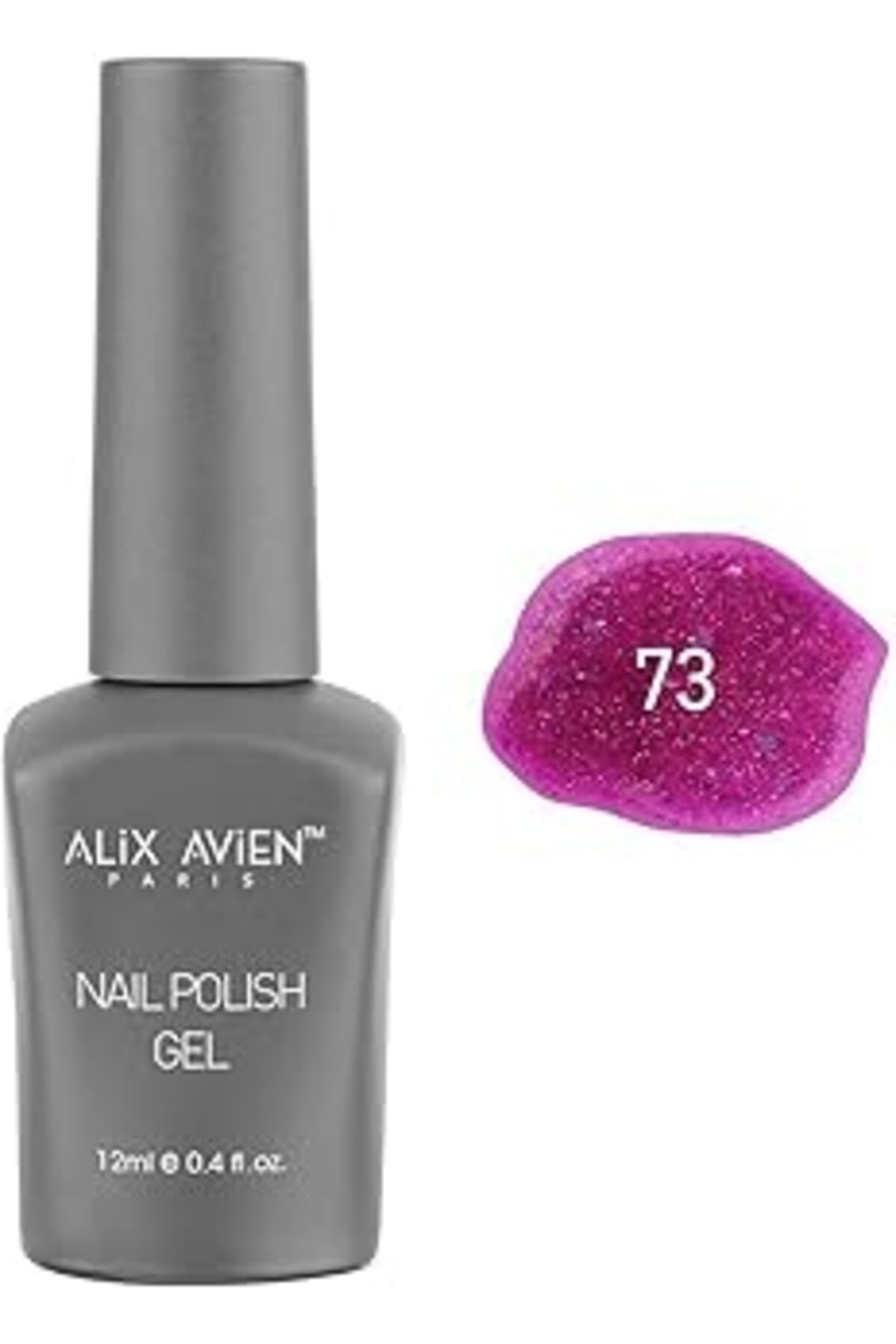 Qedii Alix Avien Işıltılı Fuşya Pembe Kalıcı Oje 73-Yoğun Renk Veren Jel Oje 12 Ml-Nail Uv Gel Polish 73