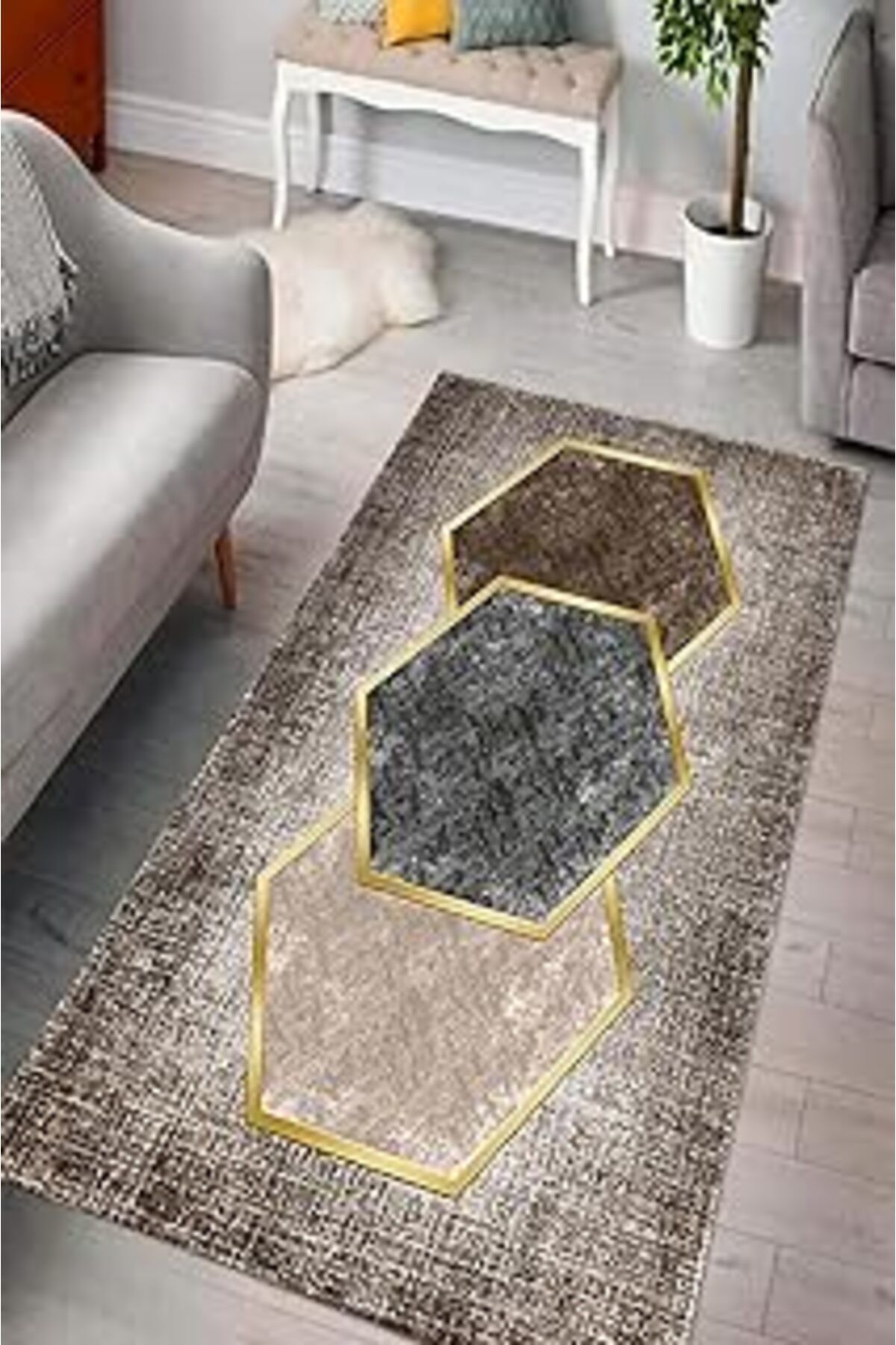 ASİTAN Kaymaz Taban Yıkanabilir Dekoratif Salon Halısı S4-Dot-Sm-028 S4-Dot-Sm-028-40X60-7042