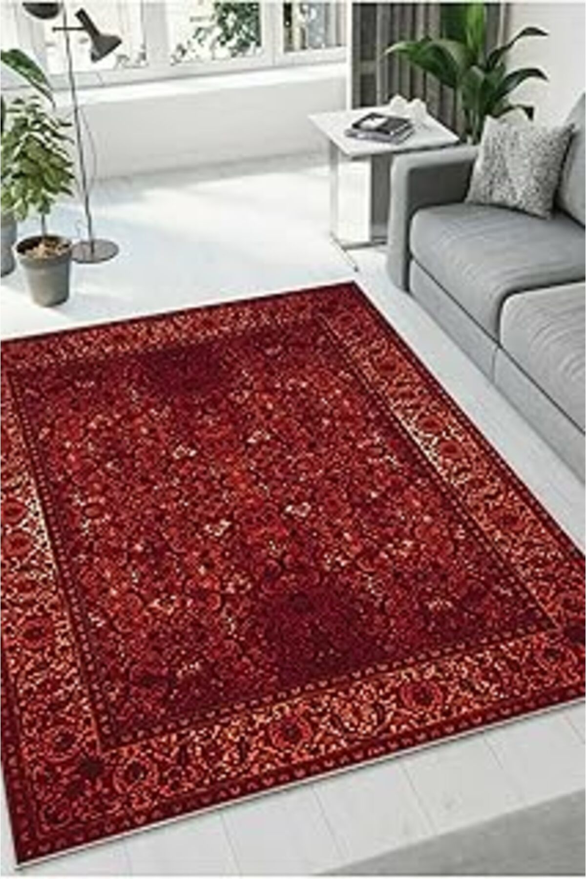 ASİTAN Yumuşak Yıkanabilir Salon Halısı Oturma Odası Koridor Kaymaz Tabanlı Mutfak Dz-12-Bordo Dz-12Bordo6