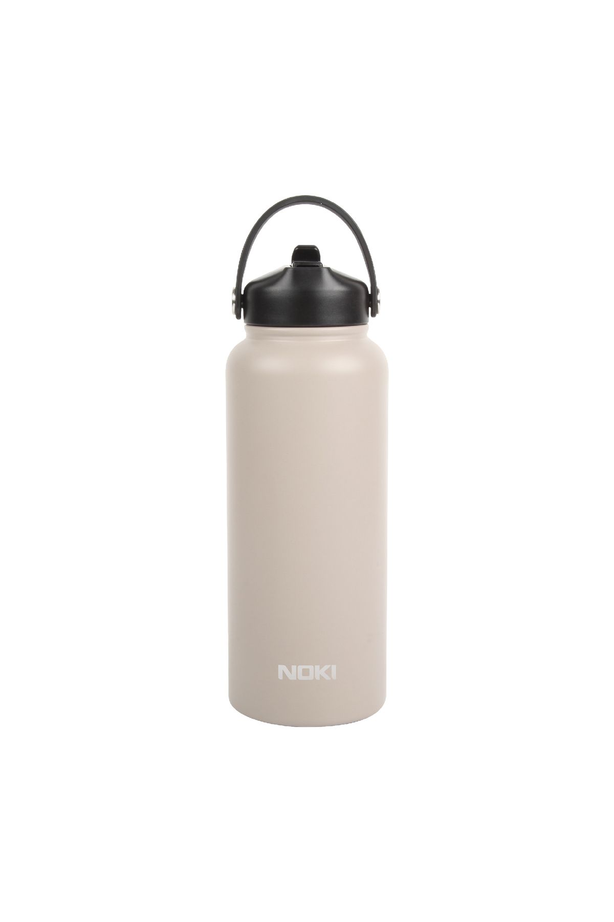 Noki Bej Çelik Matara Çevir Aç Pipet Taşıma Kulplu / 960 ML