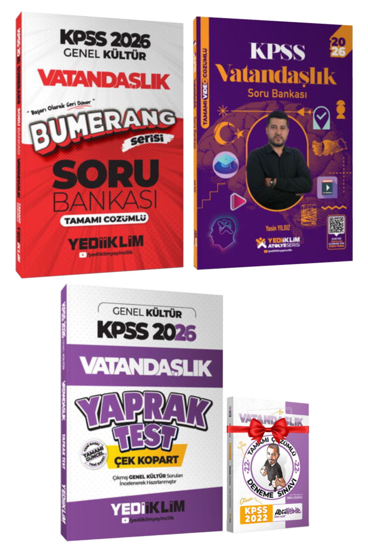 Yediiklim Yayınları 2026 KPSS Genel Kültür Vatandaşlık Soru Bankası Seti+Yaprak Test+Hediye Deneme Sınavı|Yasin Yıldız