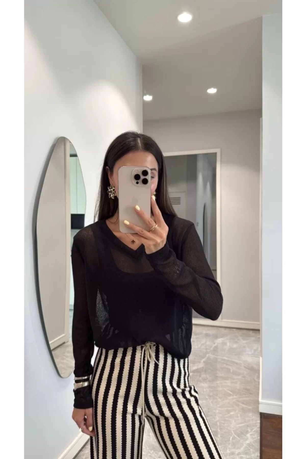 ruum fashions V Yaka uzun Kollu Triko ince Bluz