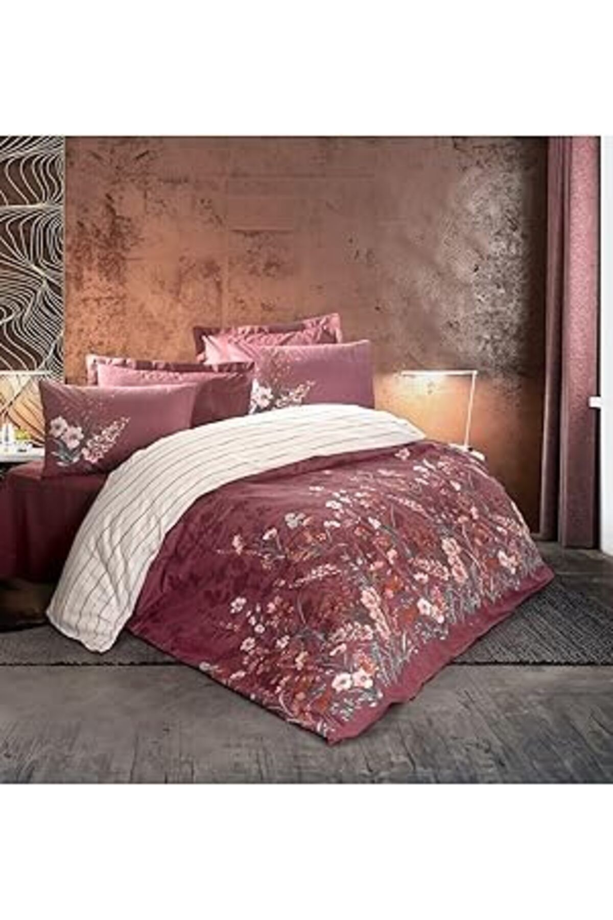 Mu Art Ahşap Cozy Home Feminen Tek Kişilik Nevresim Takımı Vina Bordo