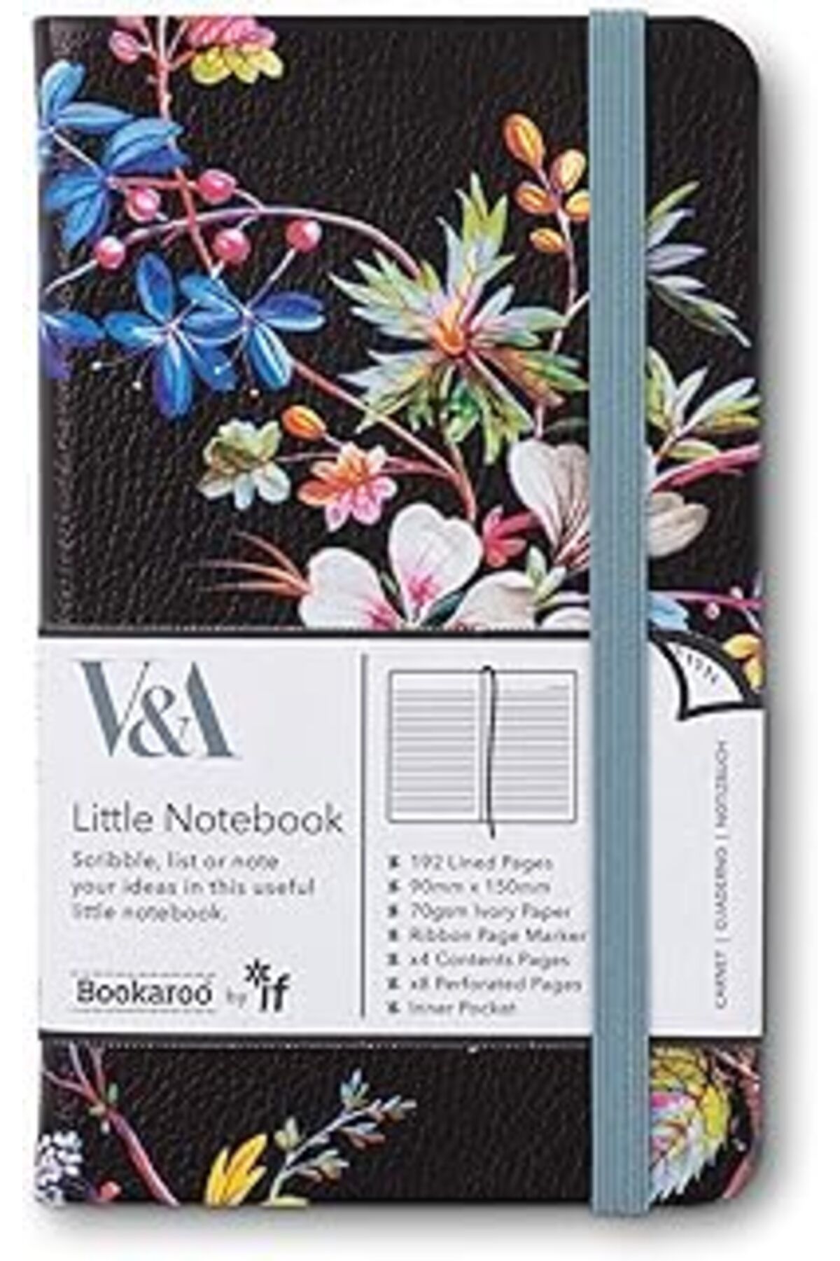 Pazarcan If Bookaroo A6 Günlük Siyah Çiçek Desen
