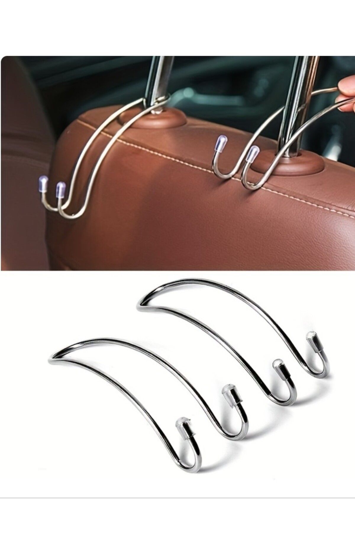 KARA AUTO Metal krom kaplama Oto koltuk askısı 2 li