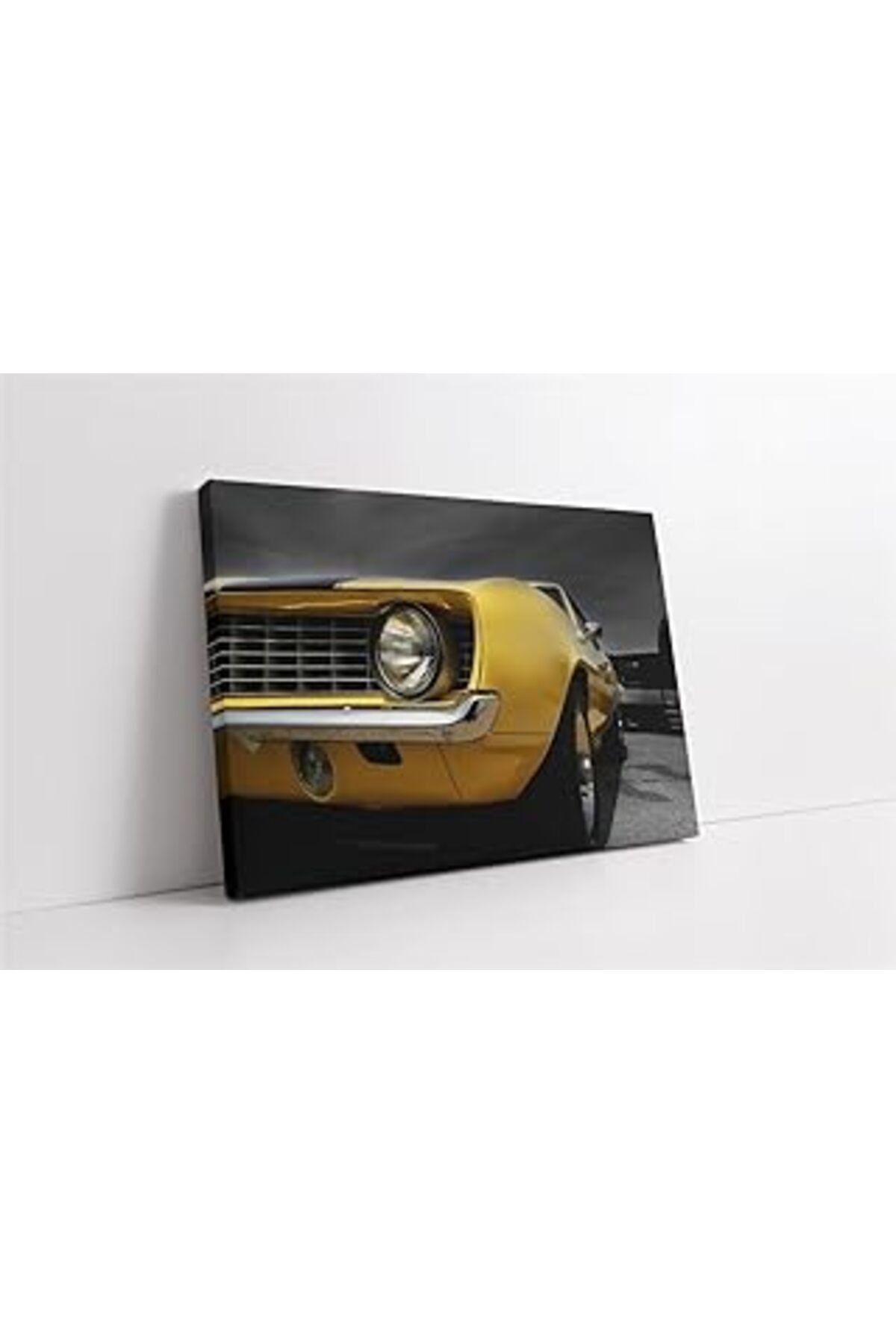 Mu Art Ahşap Tablosan Sarı Klasik Spor Araba Kanvas Tablo 30X40 Cm Ka01243