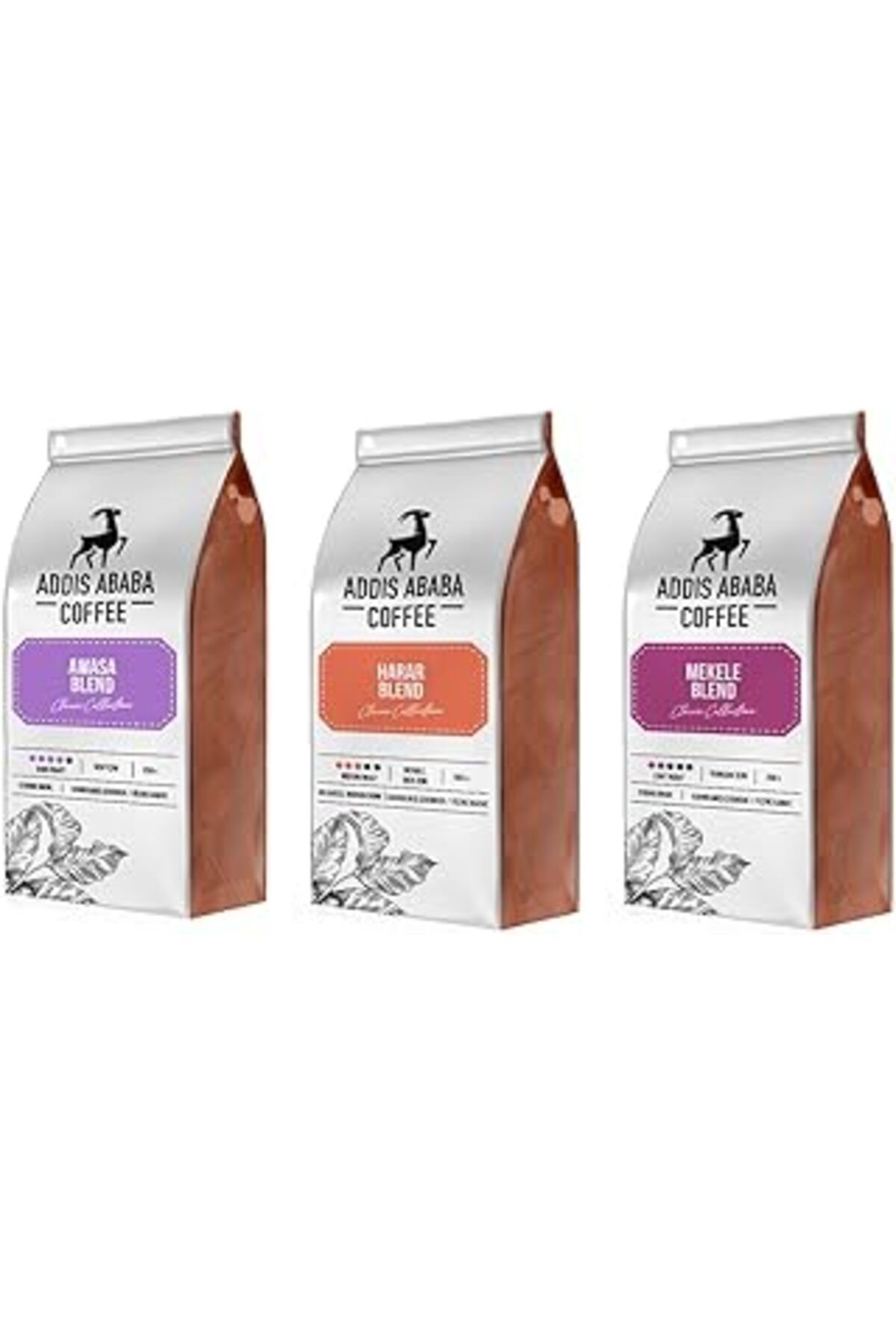 Mu Art Ahşap Addis Ababa Coffee - Etiyopya 3'Lü Kahve Deneme Seti 750 Gr. (Moka Pot)