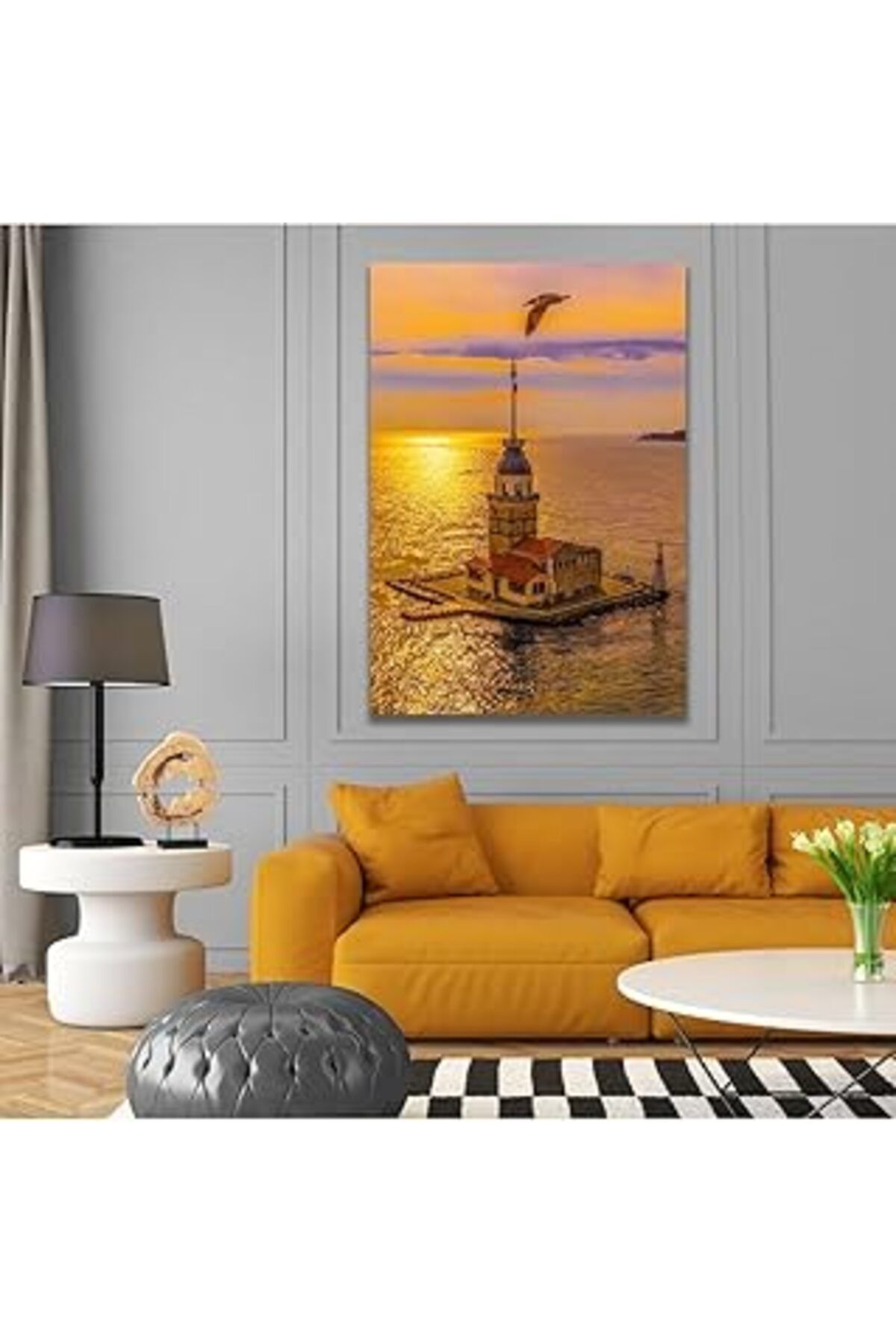 Pazarcan Gaagart Tekli Dikey Kanvas Duvar Tablosu İstanbul Uzak Çekim Kız Kulesi 70 X 100 Gartnm7185