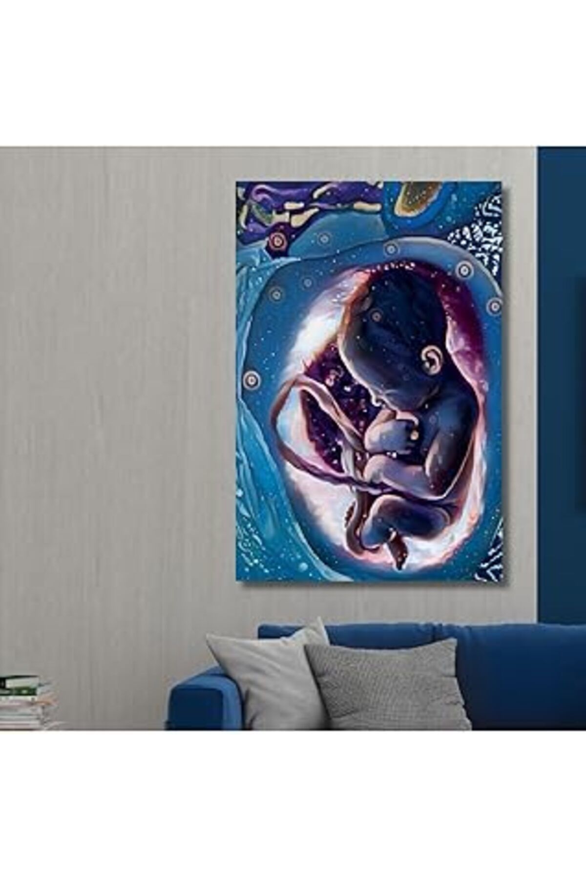 Mu Art Ahşap Gaagart Tekli Dikey Kanvas Tüp Bebek Poliklinik Tablosu Renkli Fetüs, 40 X 60