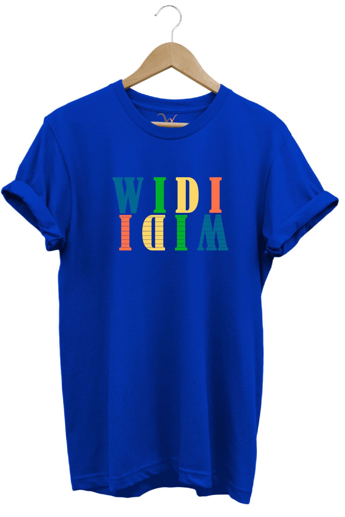 WİDİ Widi Renkli Logo Baskılı %100 Pamuk Rahat Kalıp Premium Tişört