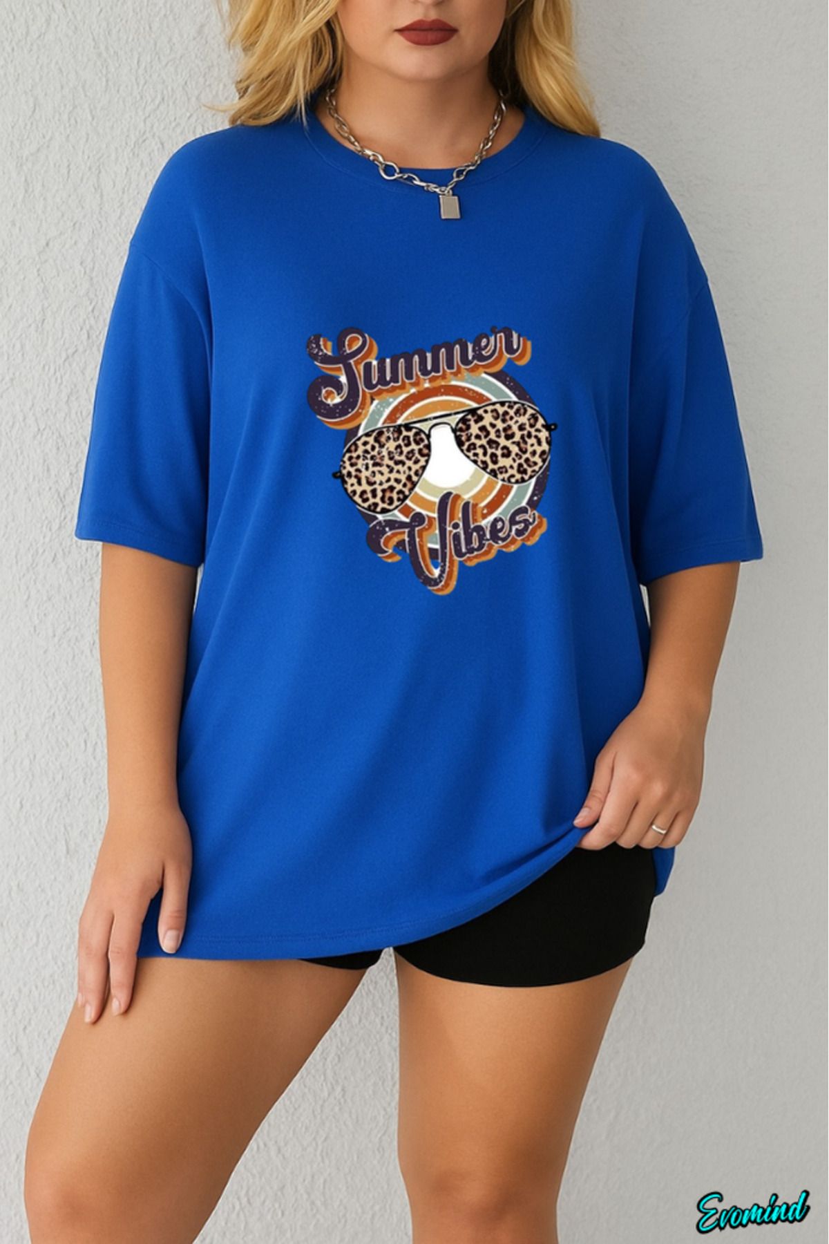 Evomind Büyük Beden Summer Baskılı T-shirt