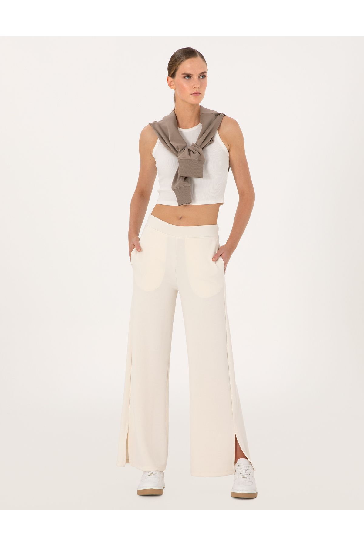 Pierre Cardin Ekru Flare Fit Modal Karışımlı Eşofman Altı 50301422-VR019