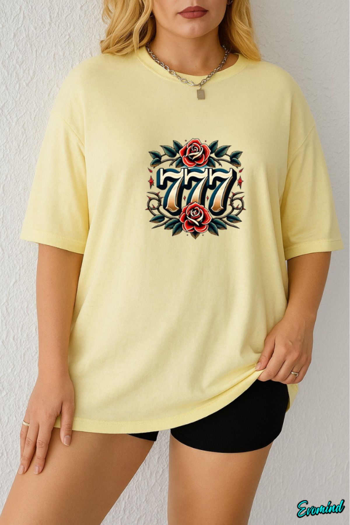 Evomind Büyük Beden 777 Baskılı T-shirt
