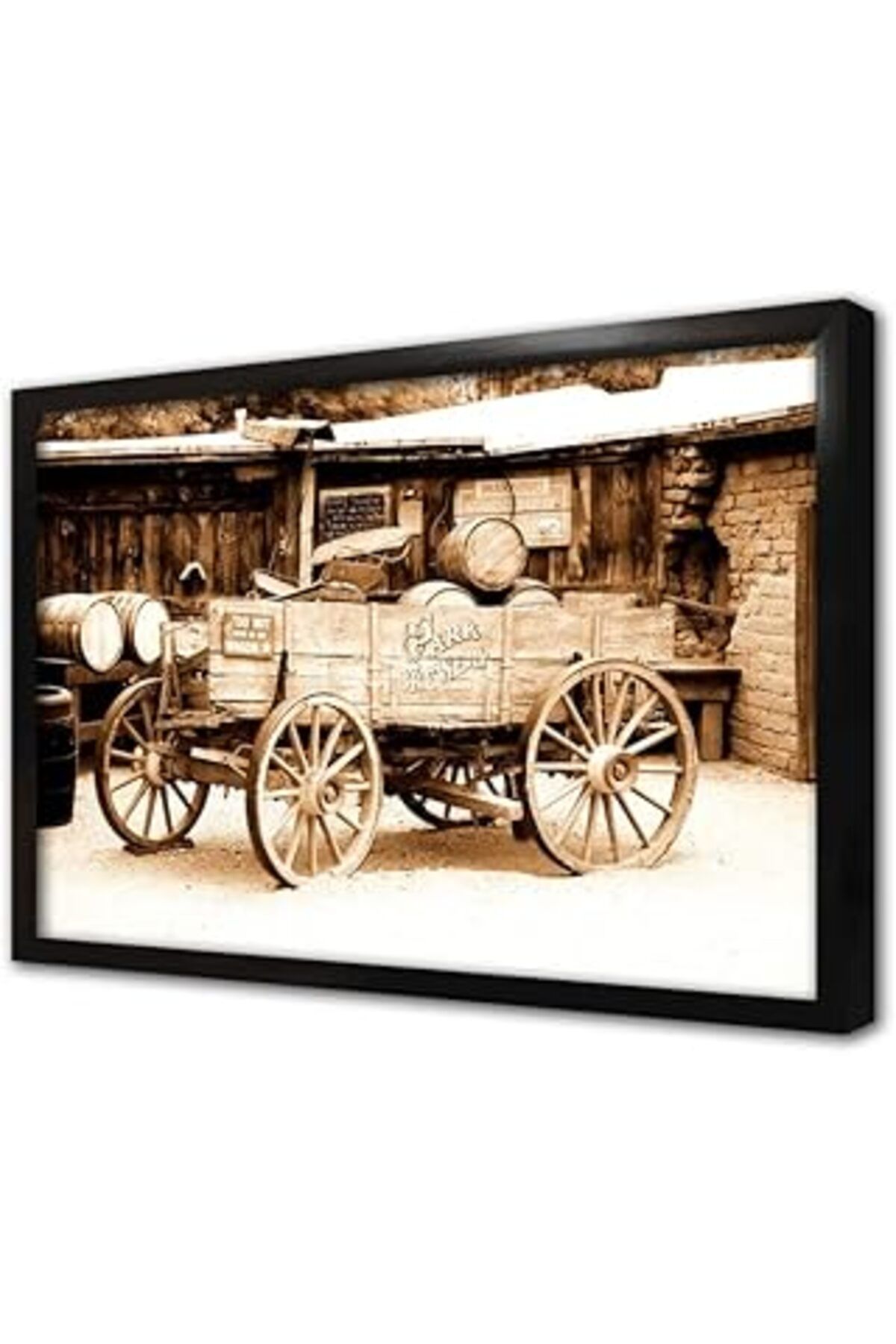 Pazarcan Eski Yük Arabası Çerçeveli Cam Tablo 60X90 Cm Ca01301