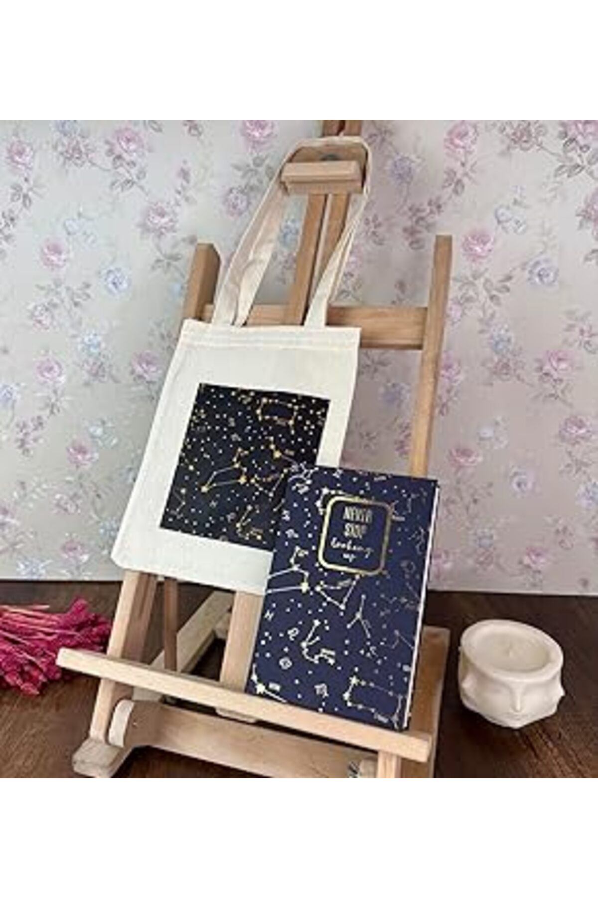 Pazarcan Yıldız Haritası Kalın Kitap Görünümlü Defter Ve Bez Çanta Set