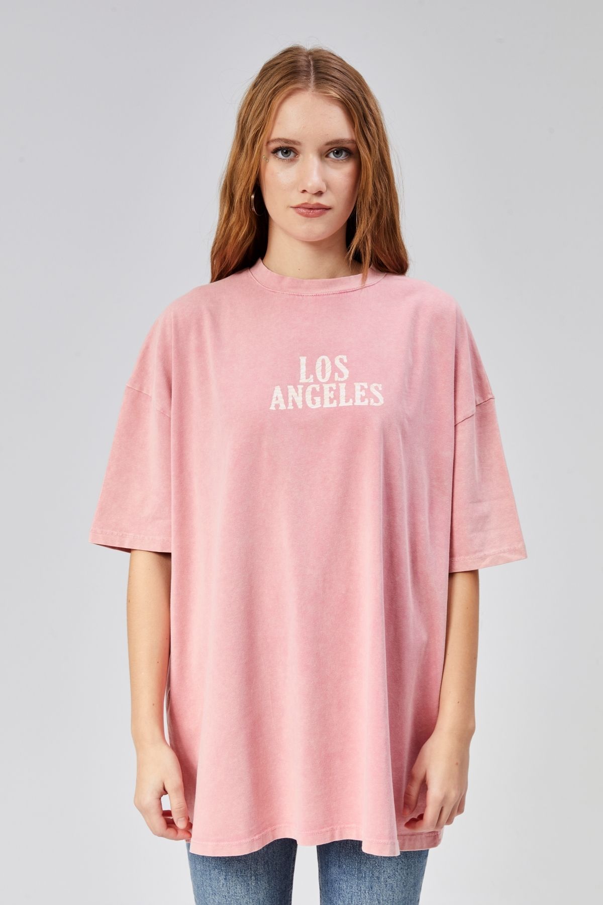 TF The Fancy For You Kadın Yuvarlak Yaka Baskı Detaylı Kısa Kollu Oversize Tişört