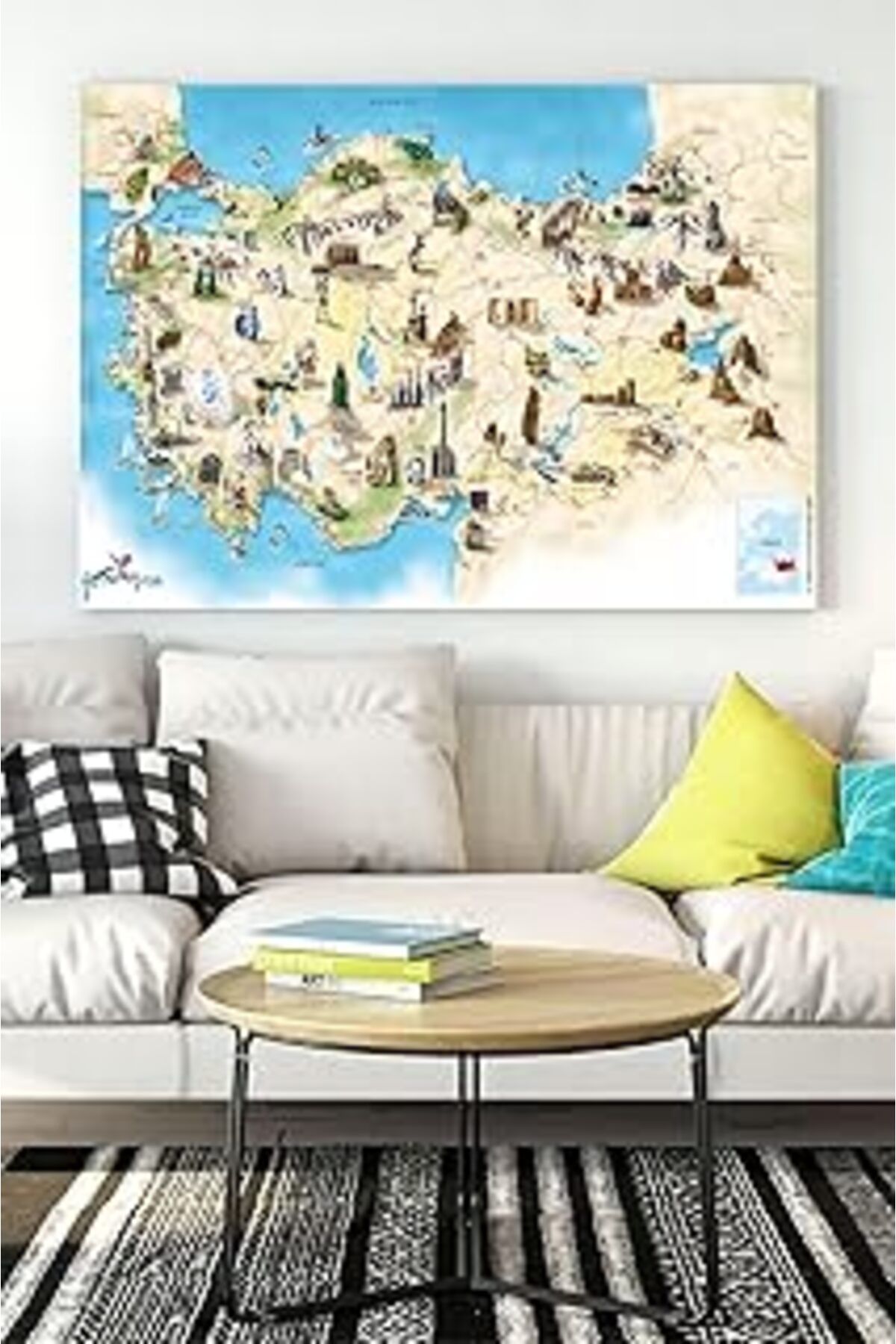 Pazarcan Postermanya (Pster18289) Türkiye Haritası Eğitim Kanvas Tablo 3 50 X 70