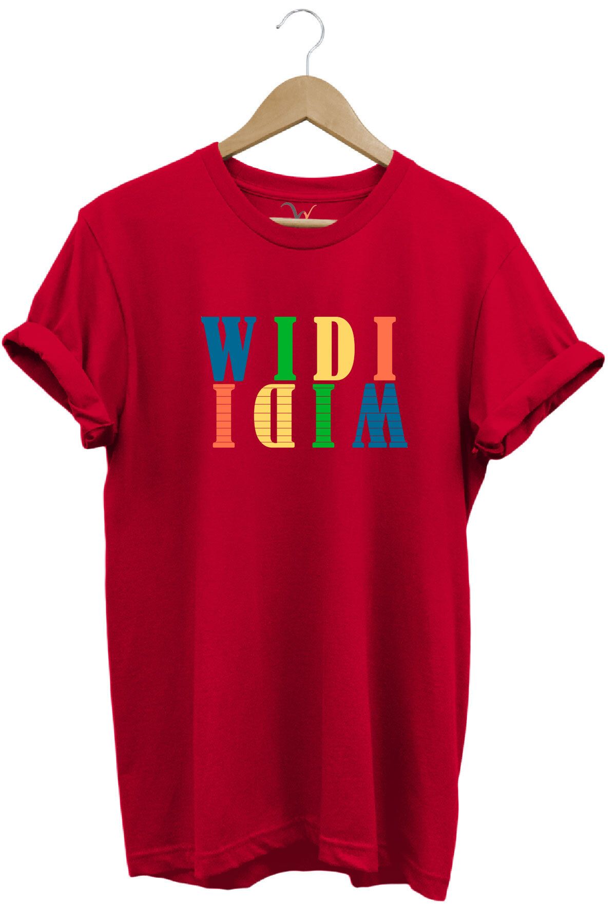 WİDİ Widi Renkli Logo Baskılı %100 Pamuk Rahat Kalıp Premium Tişört