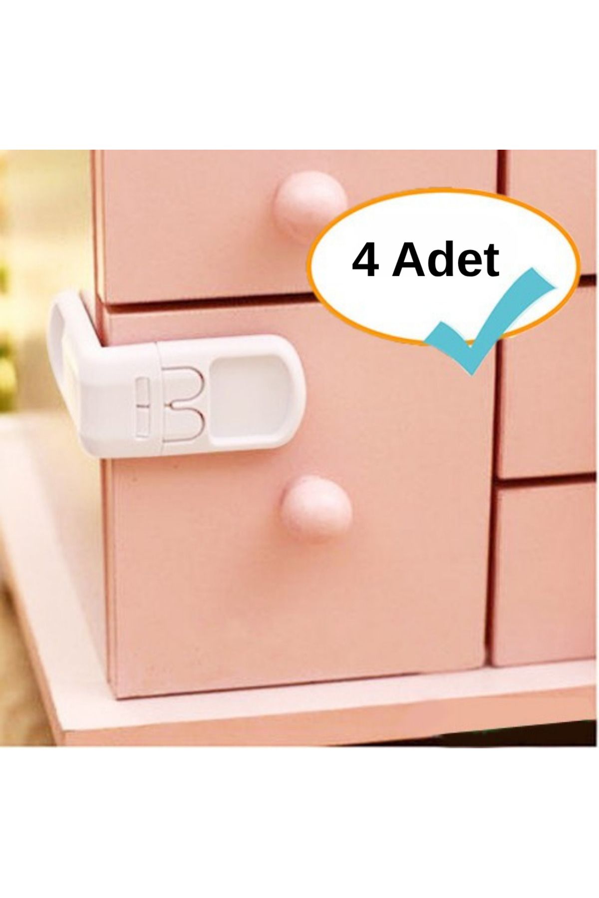 Evokids Çift Butonlu Çekmece Kilidi Beyaz ( 4 Adet )