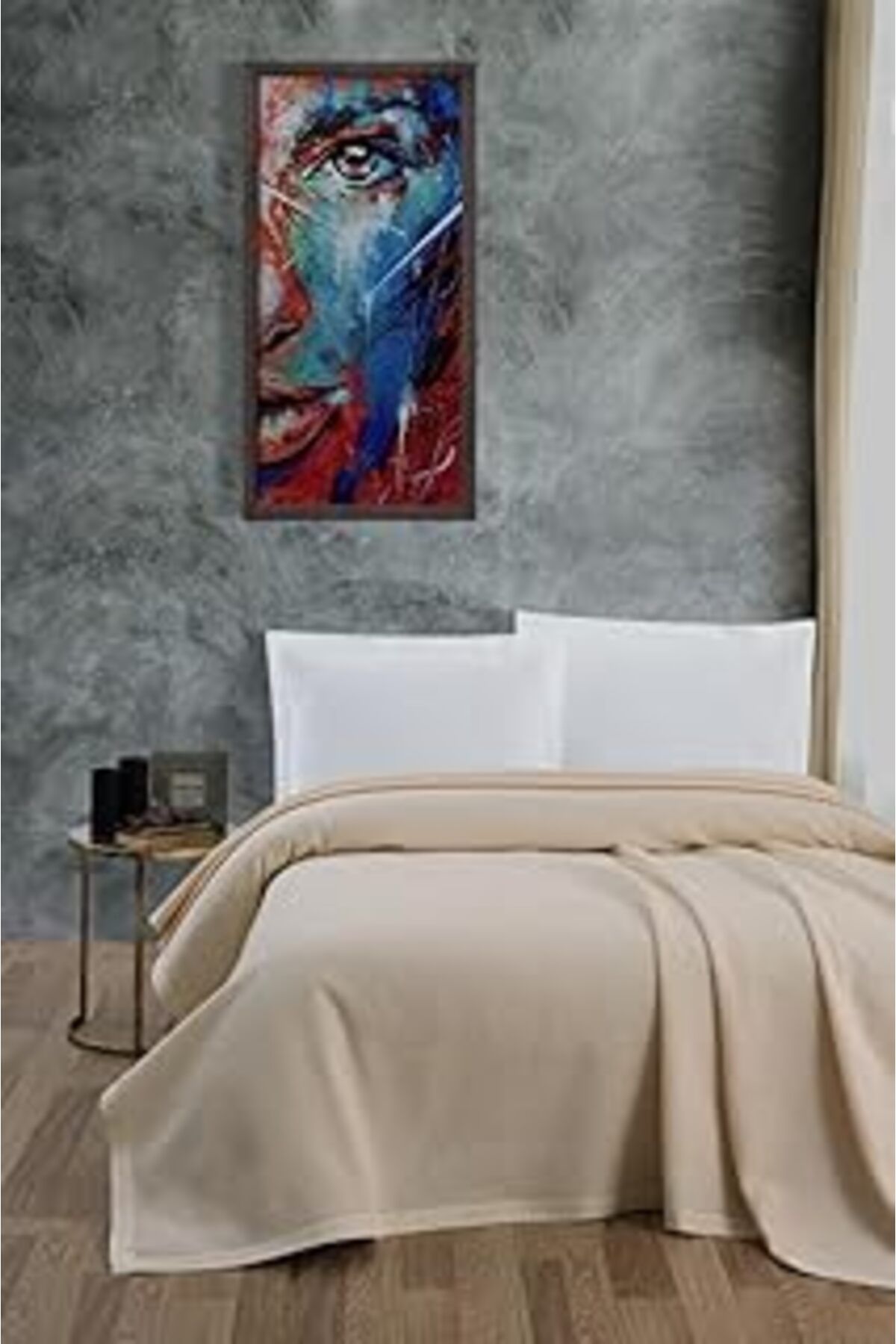 Qedii Mulberry Klimalı Pike,%100 Pamuk Petekli Pike, Dörtmevsim Pike Çift Kişilik 220X240 Krem