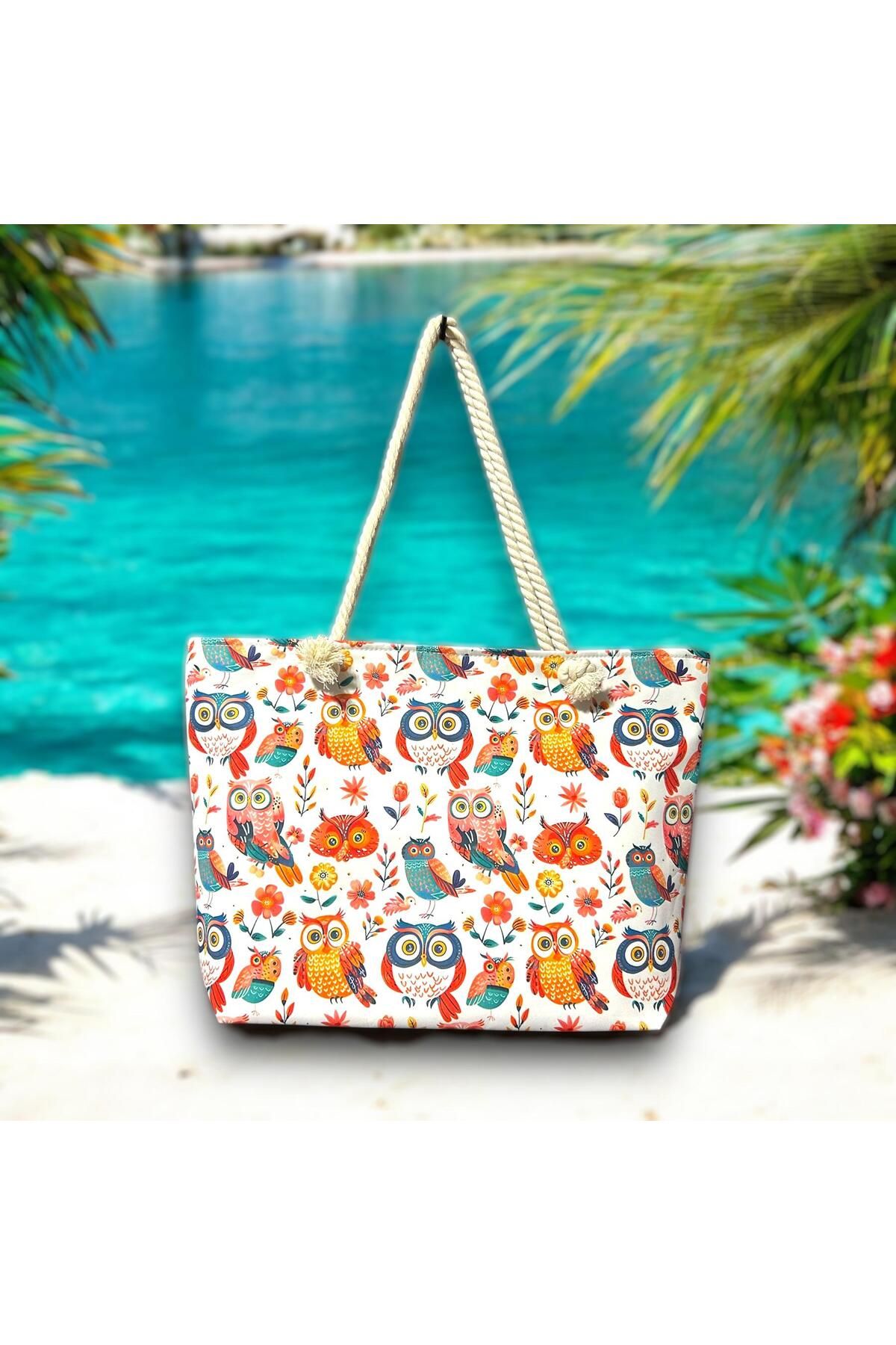 glorybag Yazlık Plaj ve Deniz Çantası Desenli Oxford Kumaş