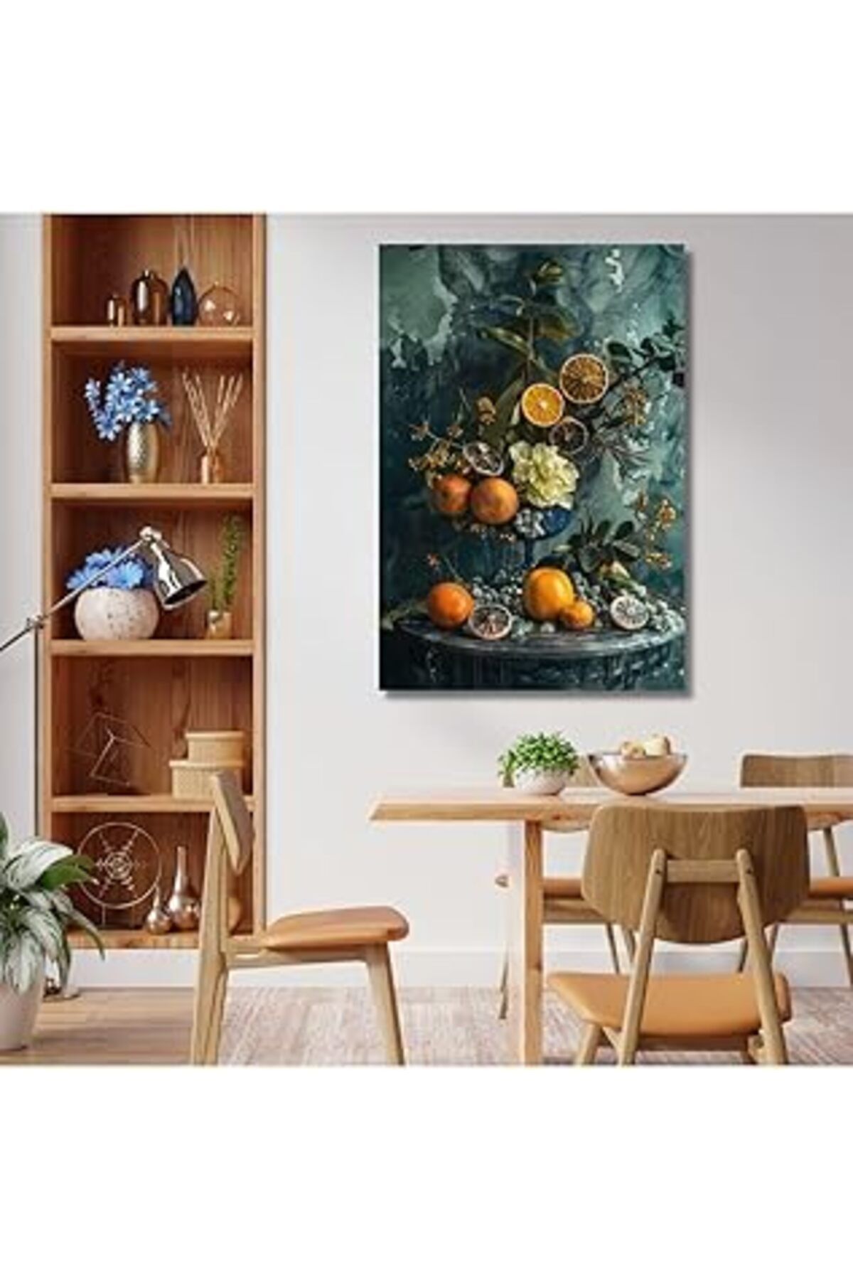Mu Art Ahşap Gaagart Tekli Dikey Kanvas Mutfak Tablosu Kurumuş Portakal Tasarımı, 50 X 70