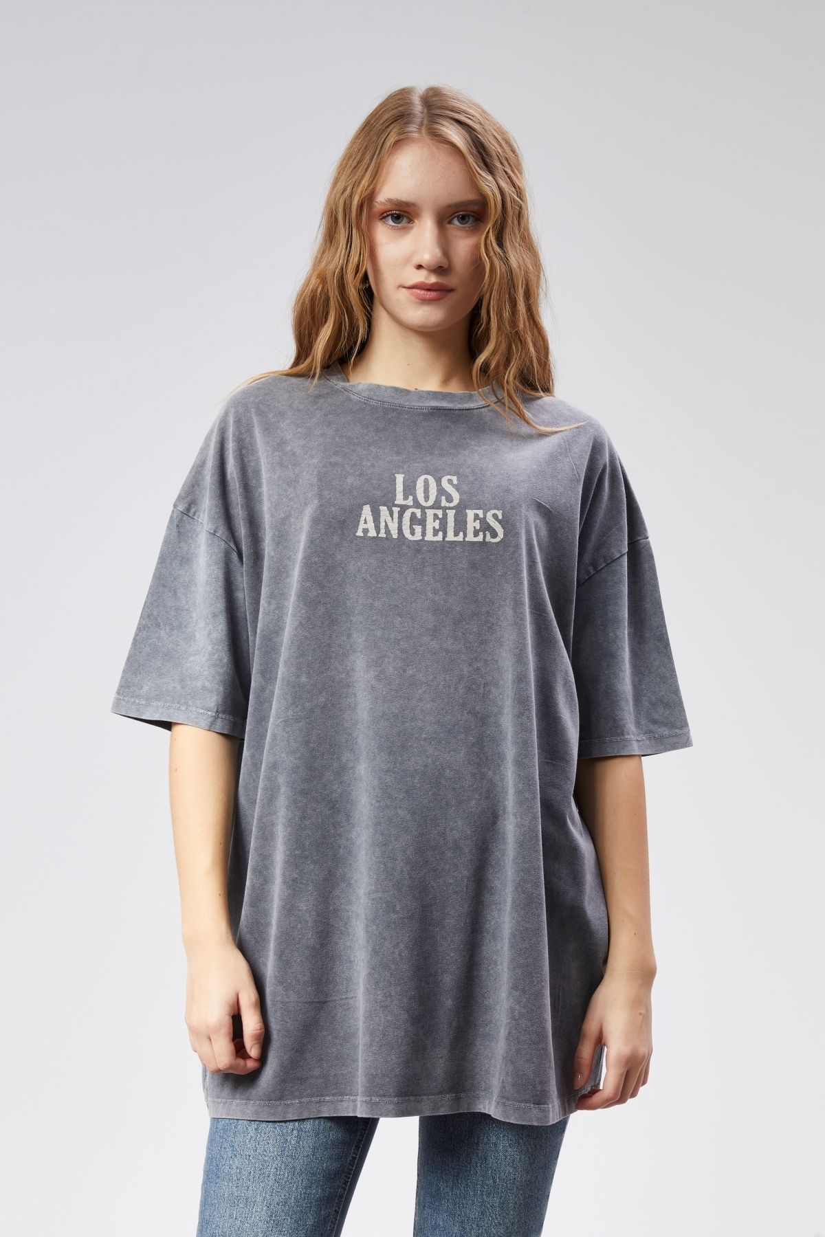 TF The Fancy For You Kadın Yuvarlak Yaka Baskı Detaylı Kısa Kollu Oversize Tişört