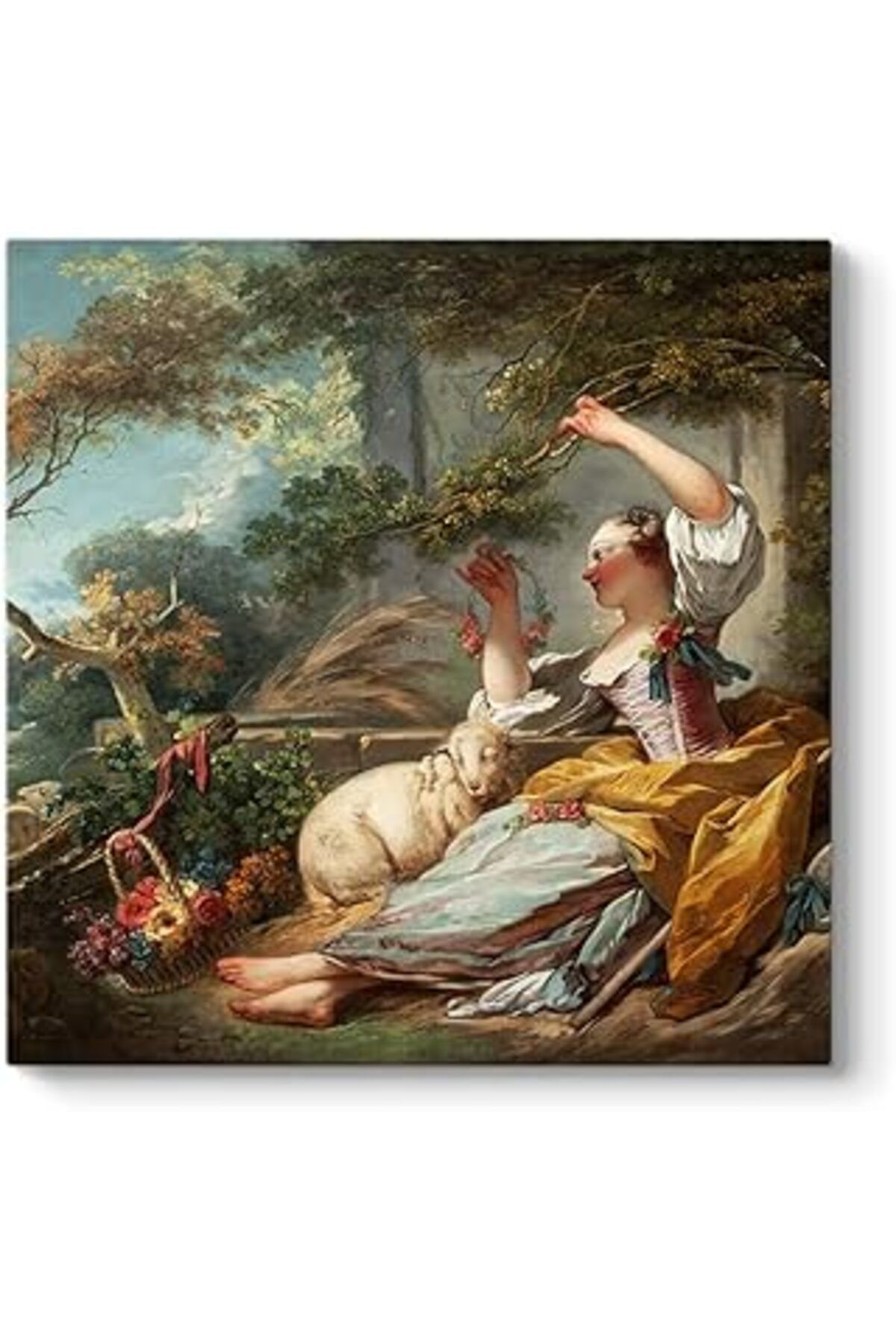 Mu Art Ahşap Jean Honore Fragonard - The Shepherdess Tablosu 30 X 30