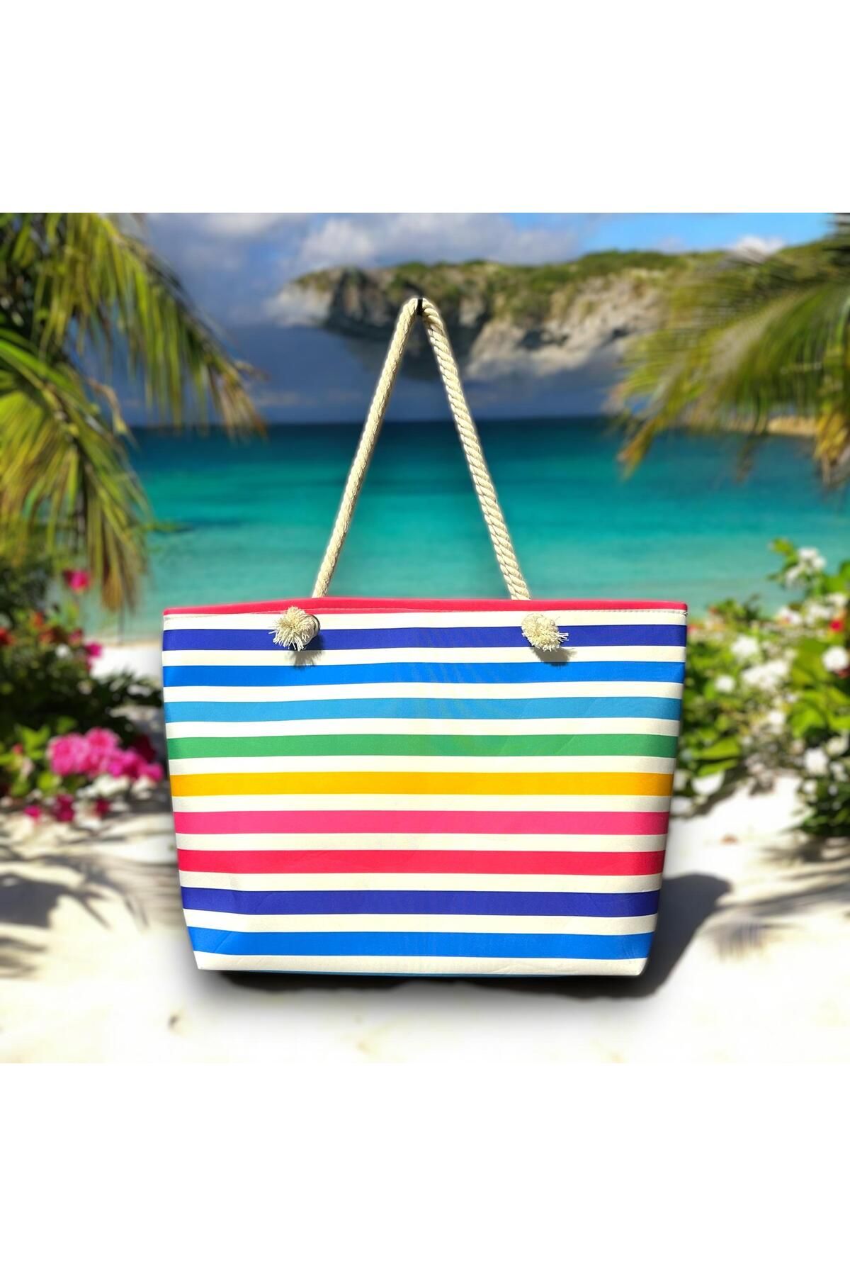 glorybag Yazlık Plaj ve Deniz Çantası Desenli Oxford Kumaş