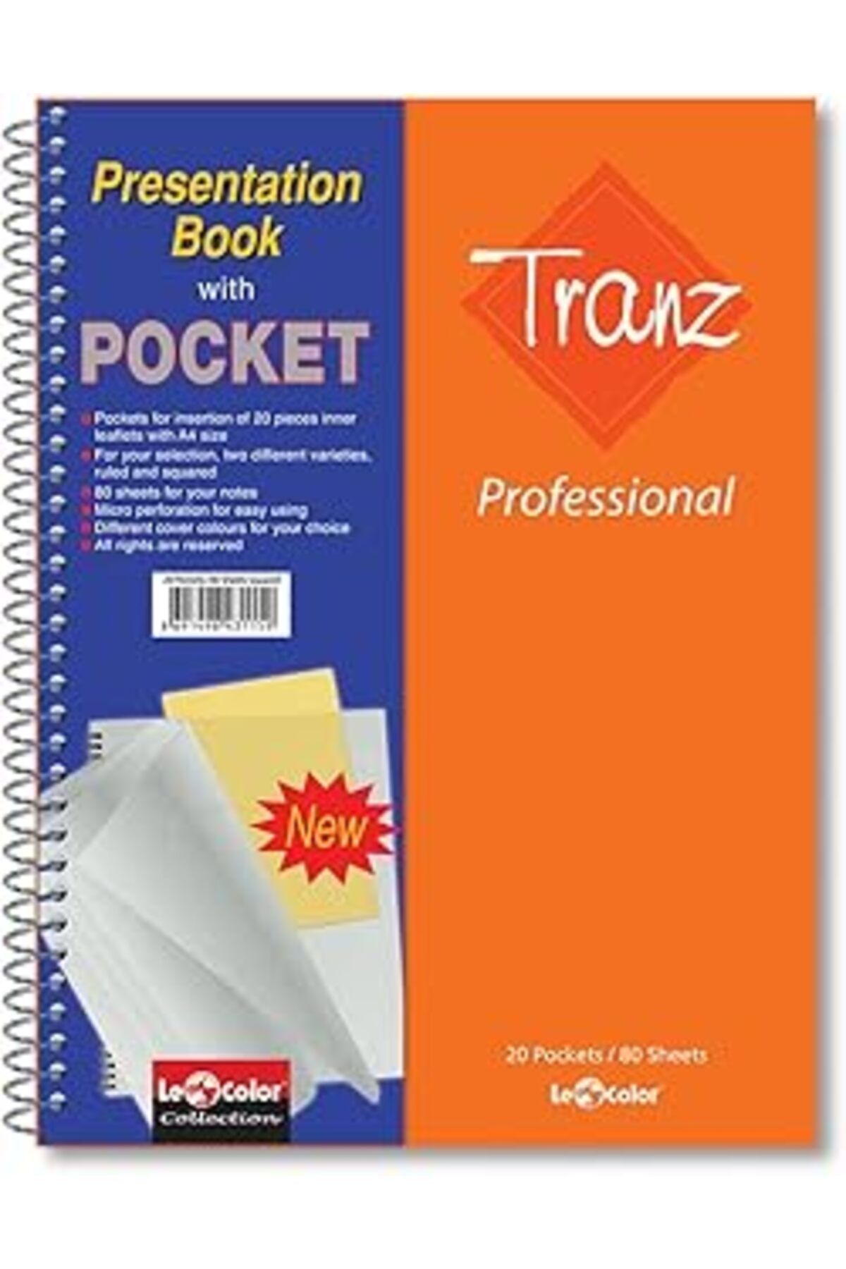 ASİTAN Lé Color 33700/2 Tranz Professional Pp Kapak, 1.Hamur Kağıt 20 Adet Dosya Poşeti Içerir, Turuncu