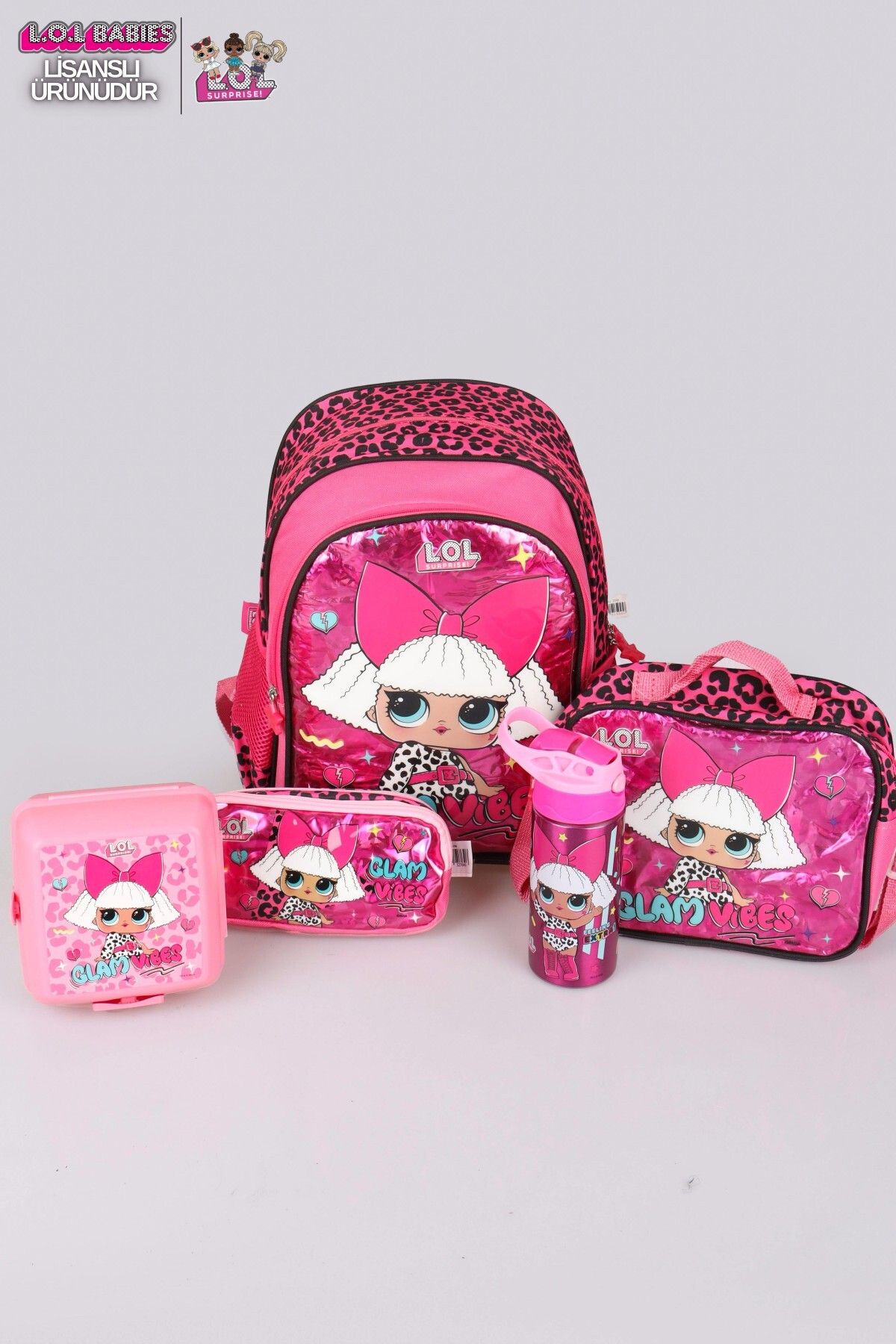 L.O.L. SURPRISE DEKOMUS İLE LİSANSLI LOL SURPISE OKUL,KALEM VE BESLENME ÇANTASI, ÇELİK MATARA 500 ML İLE 2 KATLI BES