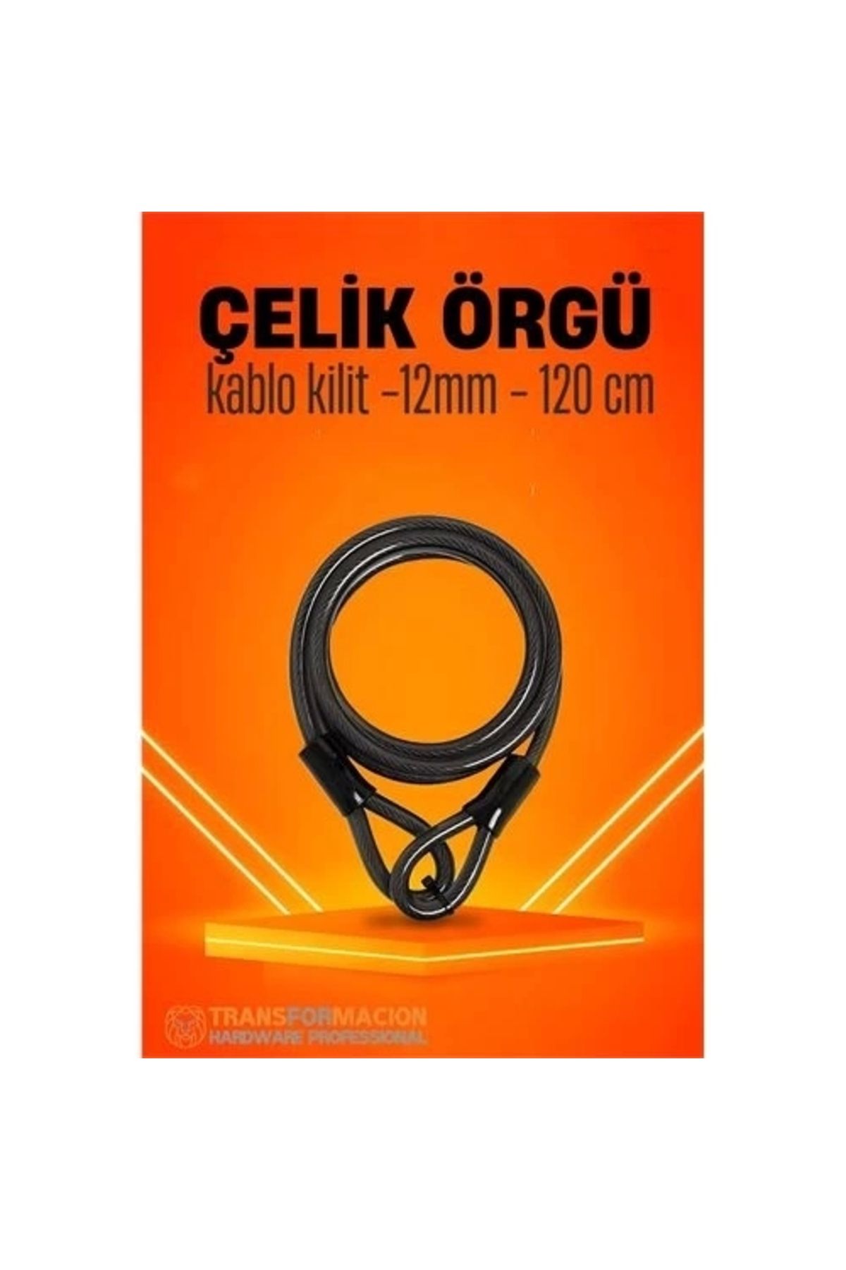 Generic Çelik Örgü Kablo Kilit 12mm 120 cm Bisiklet Kilidi Motosiklet Kilidi Eşya Garaj Kilidi