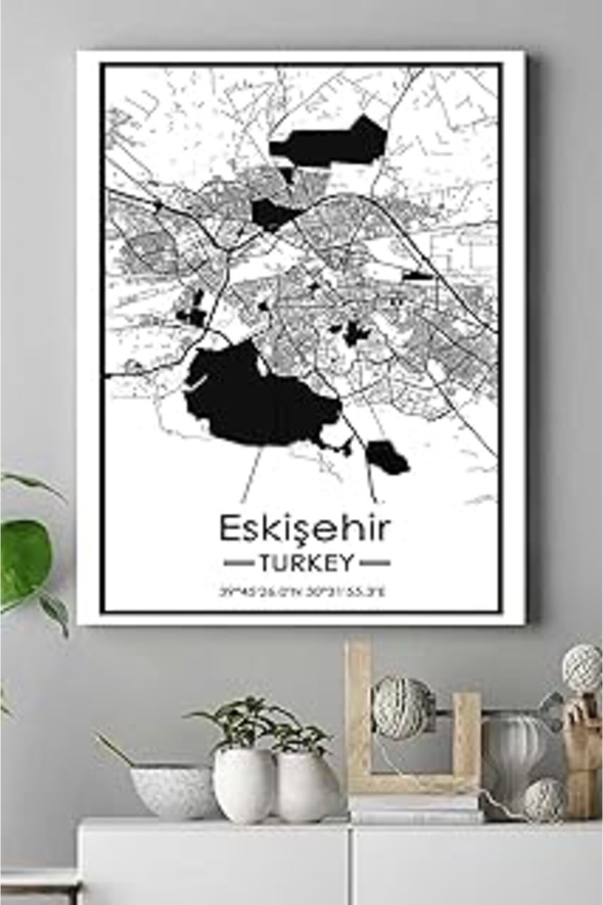 Pazarcan Postermanya (Pster18624) Eskişehir Harita Dekoratif Tasarım Kanvas Tablo 50 X 70