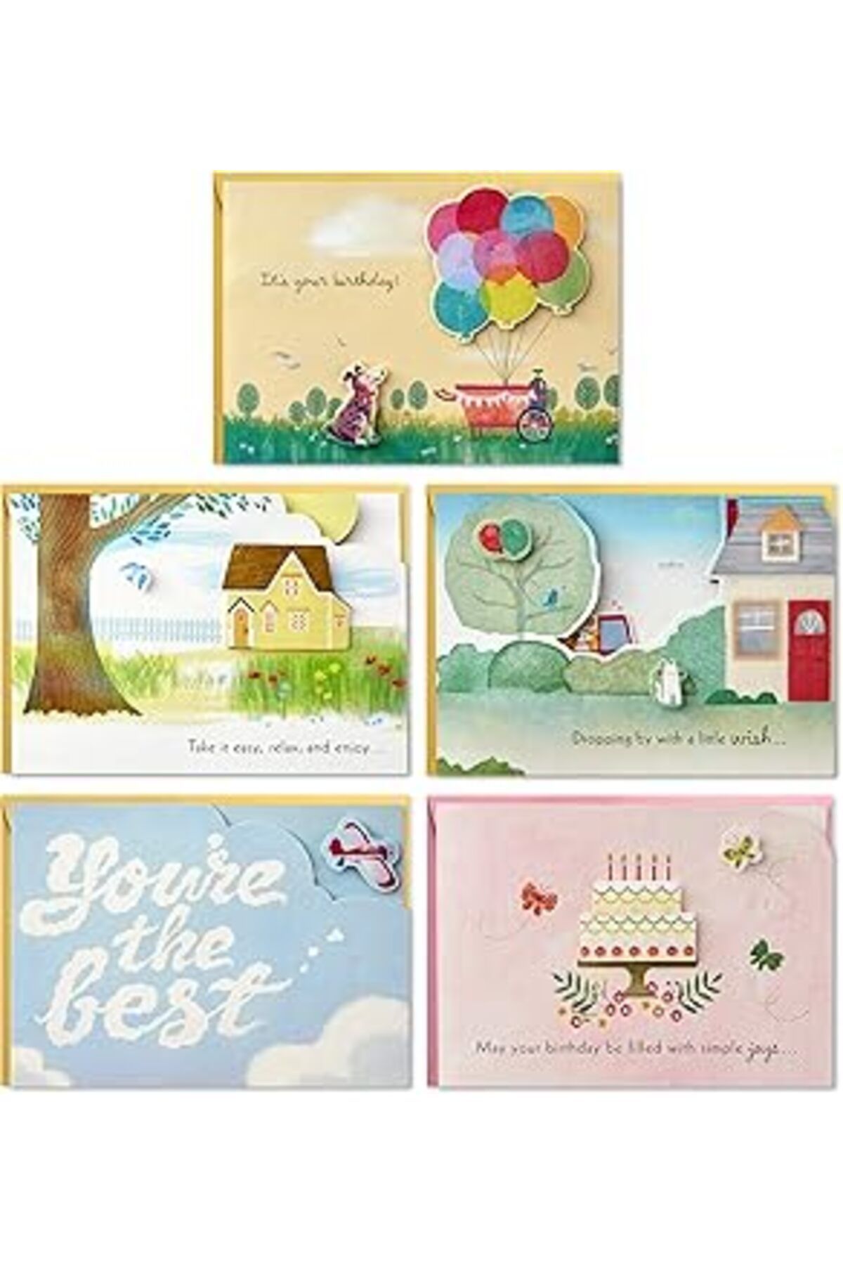 ASİTAN Hallmark Paper Wonder Pop Up Birthday Card Çeşitleri (Envelopeli 5 Kart)