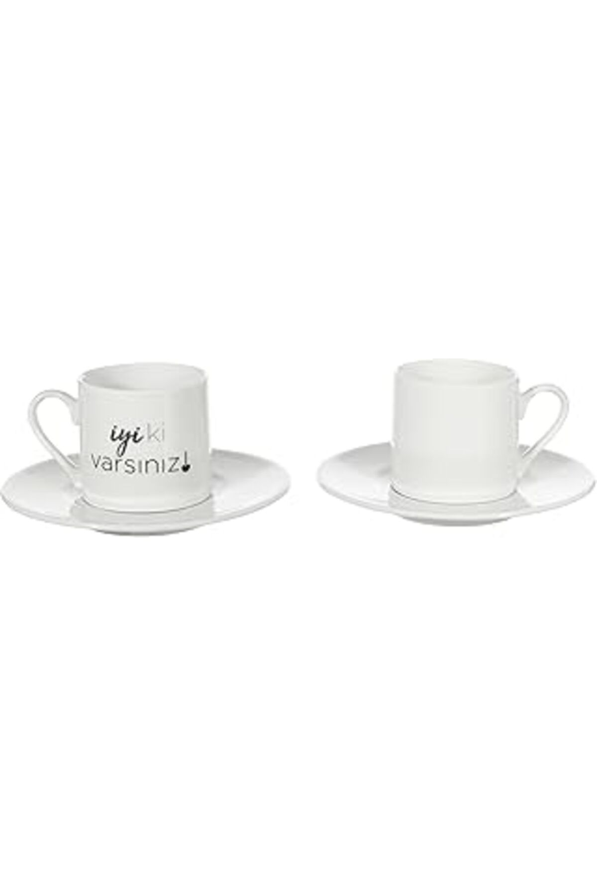 Mu Art Ahşap Porselen Iyi Ki Varsın 2 Kişilik 4 Parça Kahve Takımı, 90 Ml