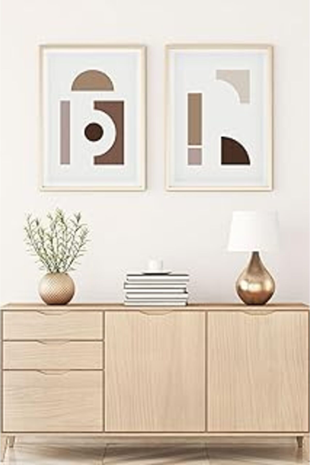 Pazarcan Huhuli Ahşap Çerçeveli Modern Tablo Seti Huhu111 50 X 70 2P50X70D00111