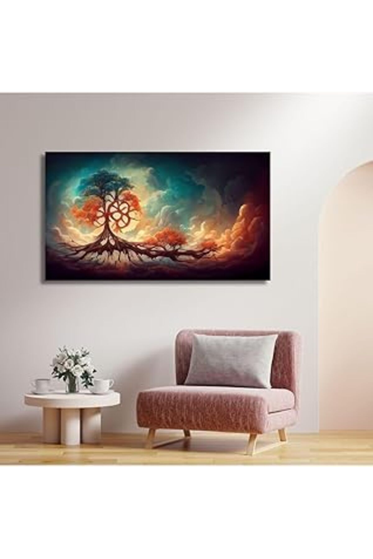 Mu Art Ahşap Gaagart Tekli Yatay Kanvas Tablo Yapay Zeka Köklü Ağaç Tasarımı 90 X 60 Gartnm8524