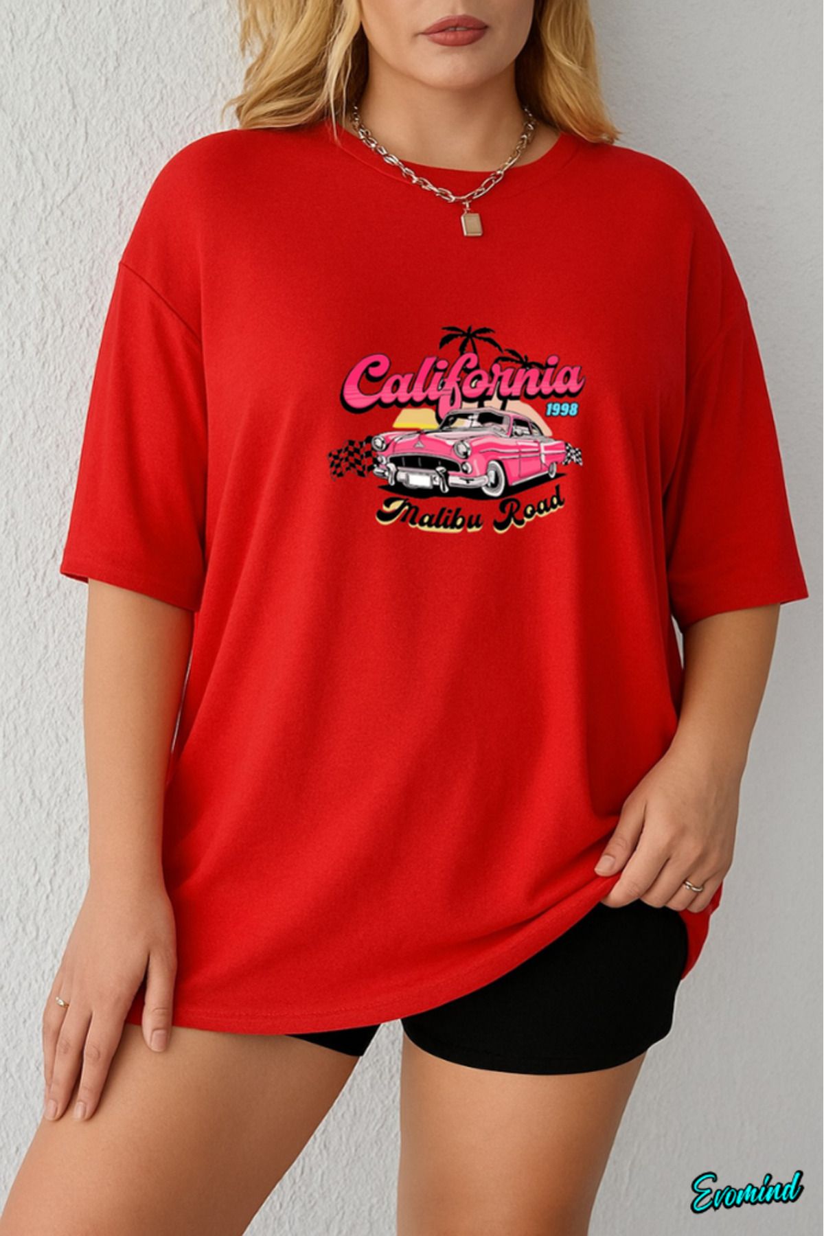 Evomind Büyük Beden California Baskılı T-shirt
