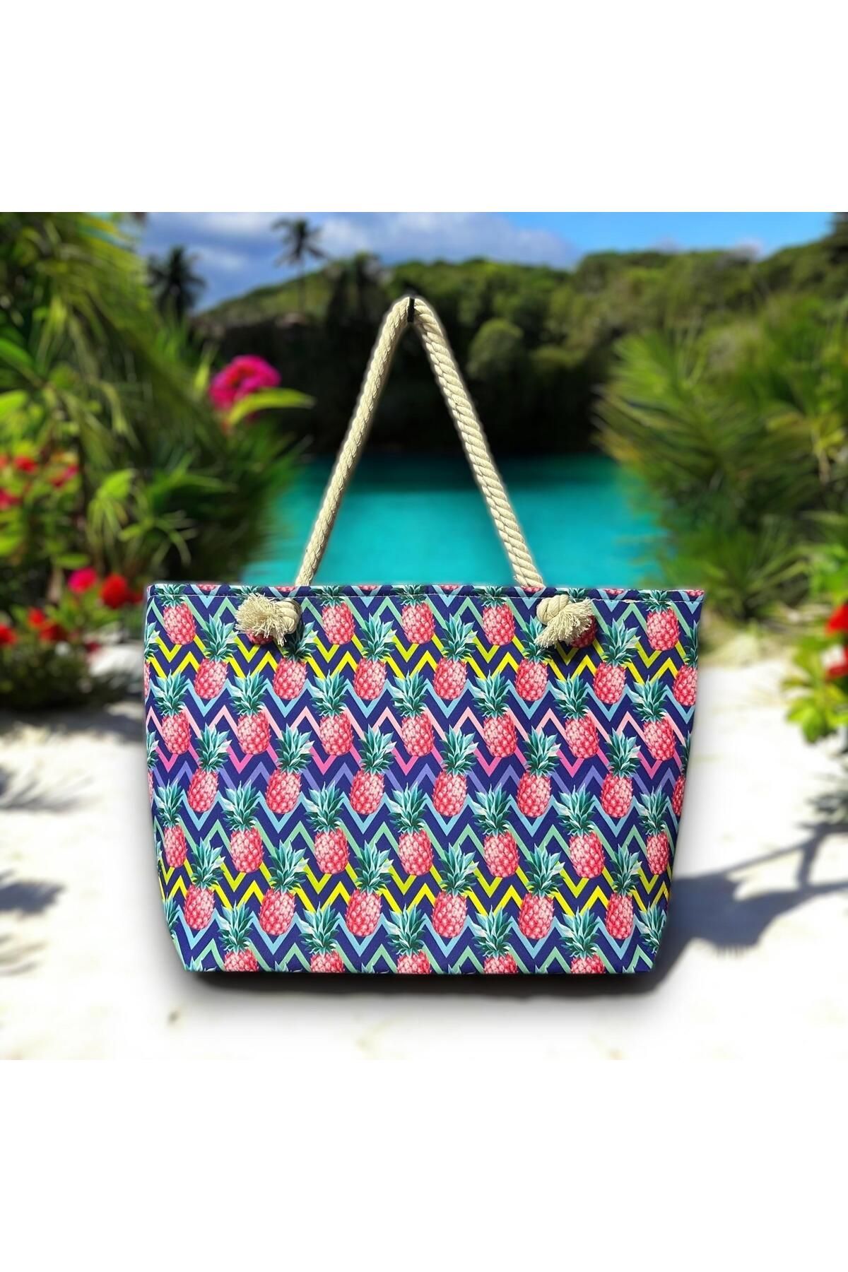 glorybag Yazlık Plaj ve Deniz Çantası Desenli Oxford Kumaş