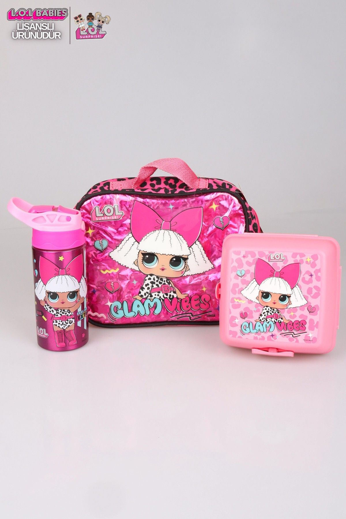 L.O.L. SURPRISE DEKOMUS İLE LİSANSLI LOL SURPISE BESLENME ÇANTASI, ÇELİK MATARA 500 ML İLE 2 KATLI BESLENME KABI YEM