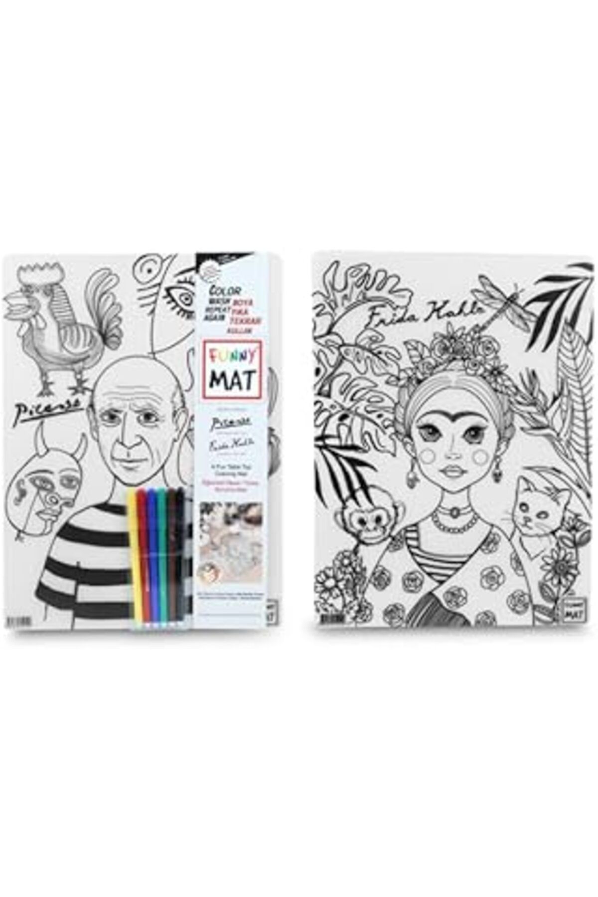 Mu Art Ahşap Akademi Çocuk Funny Mat Pablo Picasso & Frida Kahlo, 30x40cm, 6'lı Kalemli