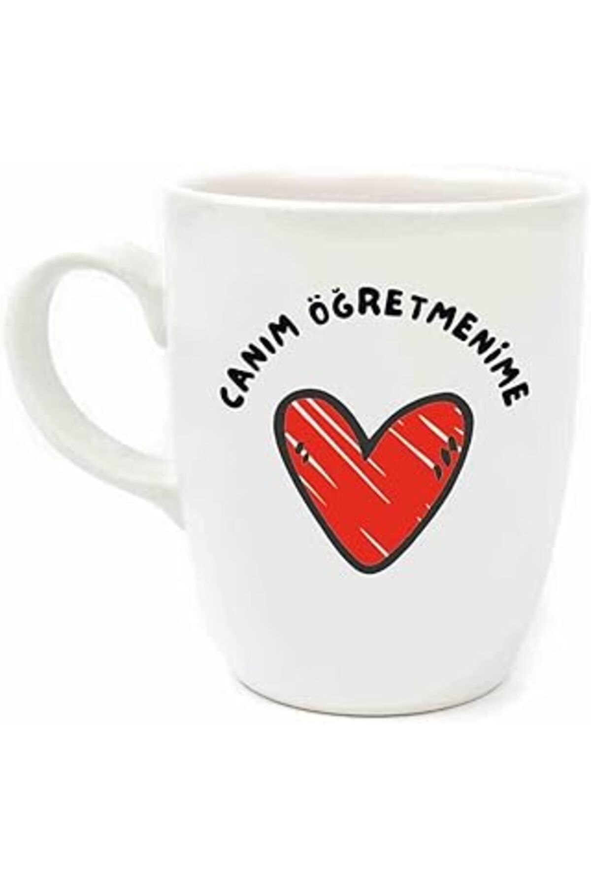 ASİTAN Palto Tasarim Canım Öğretmenime Krem Oval Kupa - Hediye Seramik Kupa