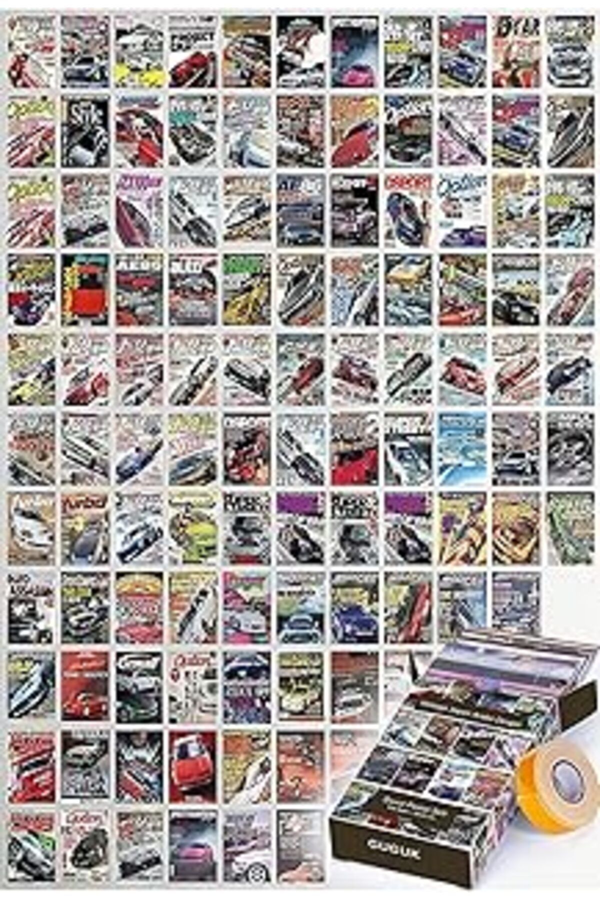 Pazarcan Guguk Vintage Japon Araba Dergisi Temalı 108 Adet Duvar Poster Seti, Tasarım Kutulu (GGK-K066)