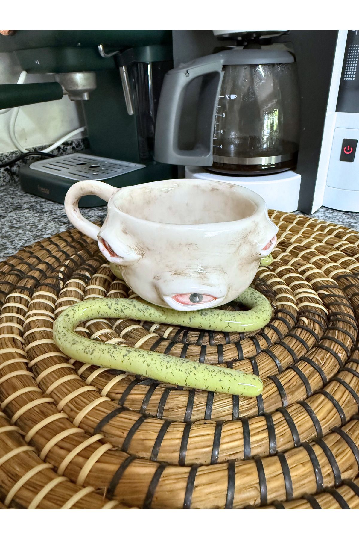 archeceramic Arche Ceramic El Yapımı Bardak Altlığı - Açık Yeşil - Tekli