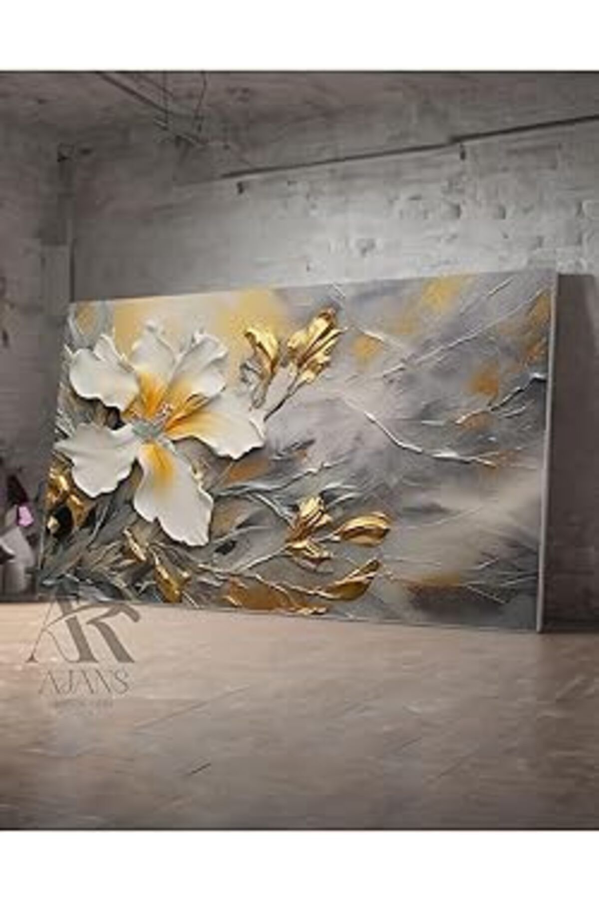 Pazarcan Ar Ajans Kanvas Tablo Tasarım Beyaz Çiçek Dekoratif Kanvas Tablo 35 X 50