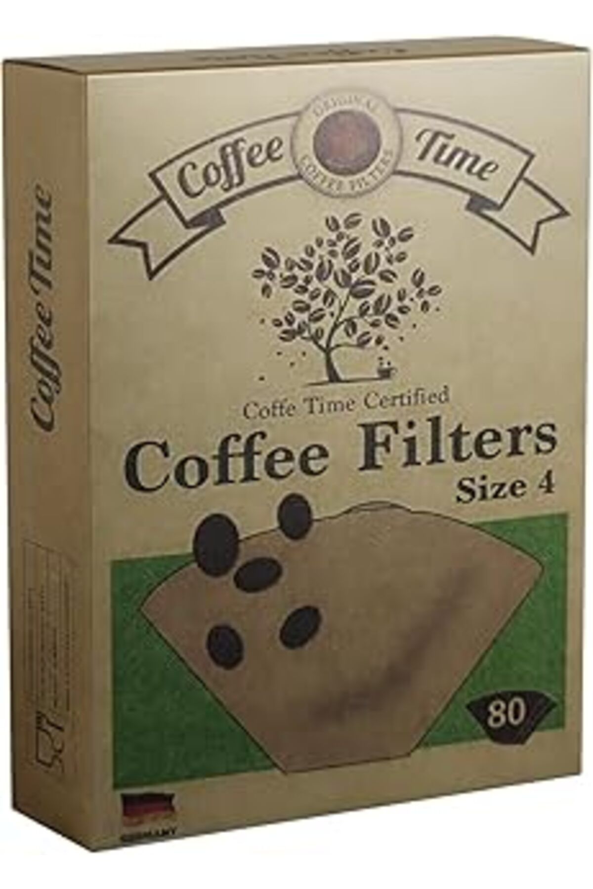 Mu Art Ahşap Coffee Time Sertifikalı Filtre Kahve Kağıdı Coffee Filters 1/4 4 Numara 80'Li Paket