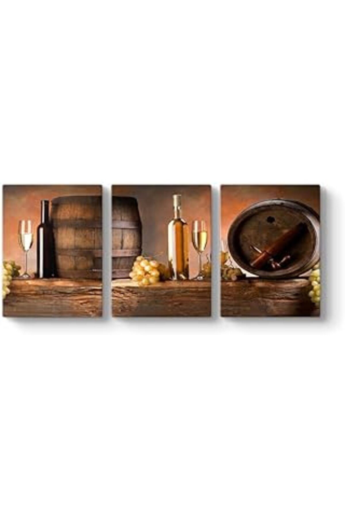 Pazarcan Tabloshop Beyaz Şarap Panorama Tablo 96 X 40-3 Parçalı